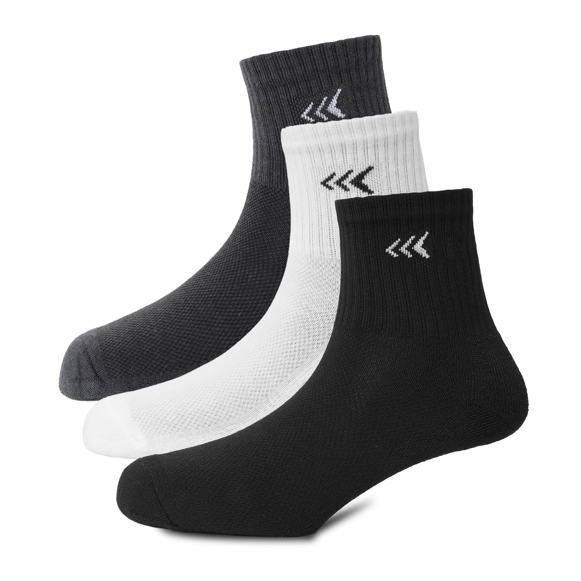 Crew Length Socks for Men & Women, Breathable Cushioned, Anti-Odour, Anti-Bacterial, Ideal for Running, Gym, Workout, & Casual (Pack Of 3)