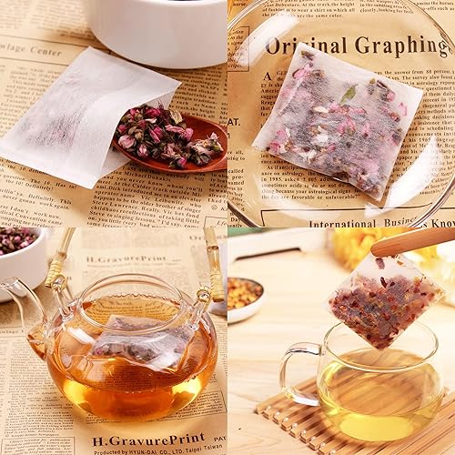 Miniatura 5 de Bolsas de té para té de hojas sueltas, 800 bolsas de té desechables, bolsa infusora de té de fibra de maíz natural, bolsa de té plegable vacía para
