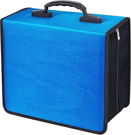 CD/DVD Binder - 400 Capacity CD/DVD Wallet Storage Booklet Album Box (White, Blue)