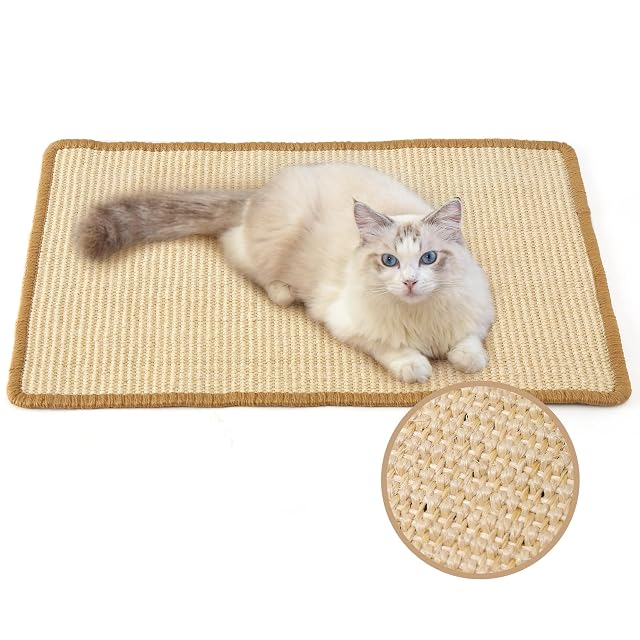 FUKUMARU Alfombrilla rascador para Gatos, Cuerda de sisal Natural para Gatos