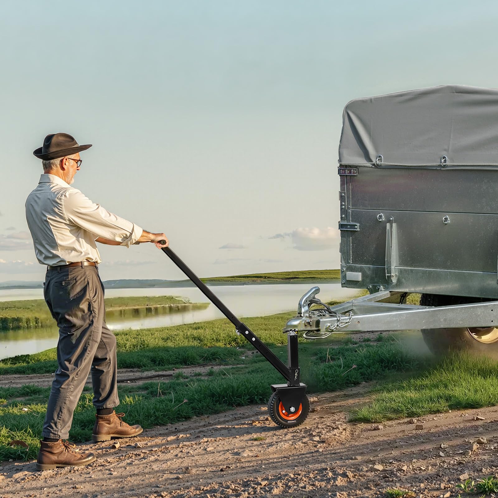 VEVOR Plataforma Rodante para Remolque, Capacidad de Peso de 136 kg, Carrito de Ajustable en Altura de 420 y 560 mm, con Bolas de 47,6 mm y 50,8 mm, Neumático de Goma para Mover un Remolque RV