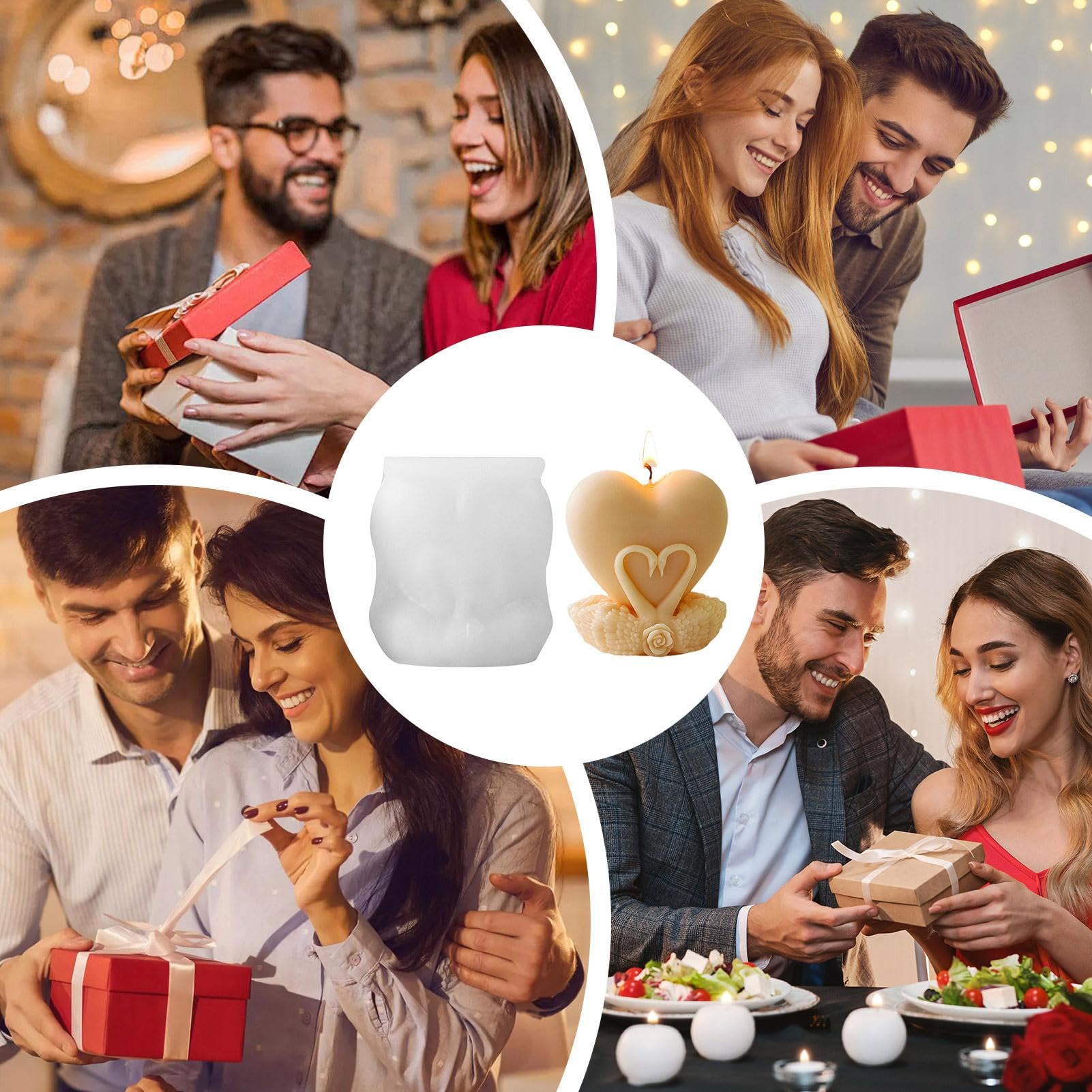 Formy silikonowe, silikonowe formy na ?wiece,Nieprzywieraj?ca forma do ?wiec w kszta?cie serca | Mi?kkie formy silikonowe Formy do robienia ?wiec na urodziny, Bo?e Narodzenie, Nowy Rok, Wielkanoc