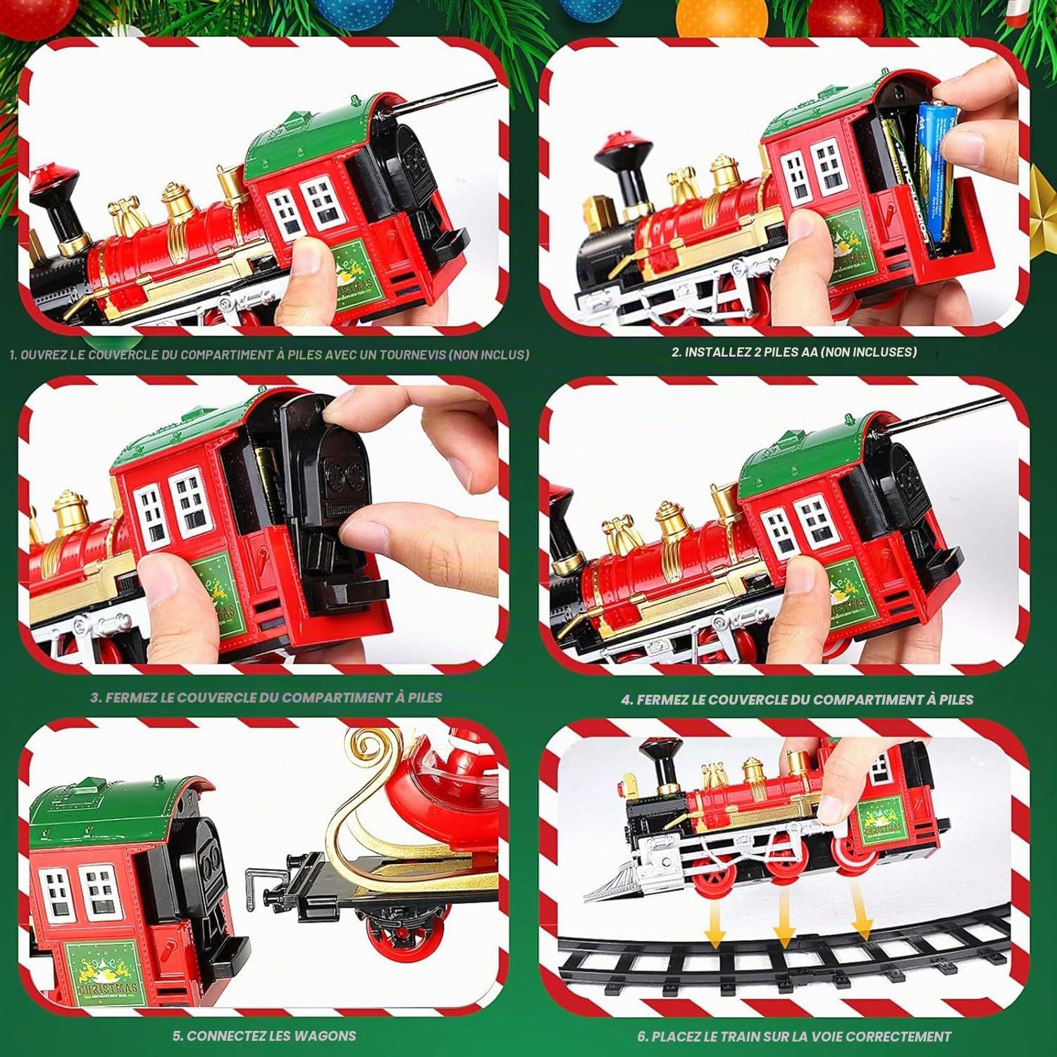 Train Electrique Noel, Train de Noël autour du sapin de Noël, Train Suspendu de Noël, Train Jouet pour Enfants avec sons, Cadeau Train de Noel Electrique pour Sapin Enfants Garçons et Filles (18P)