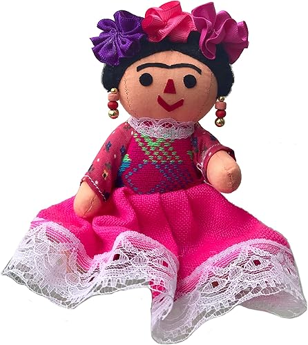 Alkimia Inc Muñeca de trapo mexicana hecha a mano Maria Painter - 6.5 pulgadas (rosa)