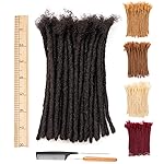 DAIXI 0.6cm and 0.4 0.8cm Options Thickness 6-18 Inch 20 Strands 100% Real Human Hair Dreadlock Extensions for Man/Women Handmade Permanent loc Extensions Bundles Can Be Dyed Bleached Curled Twisted