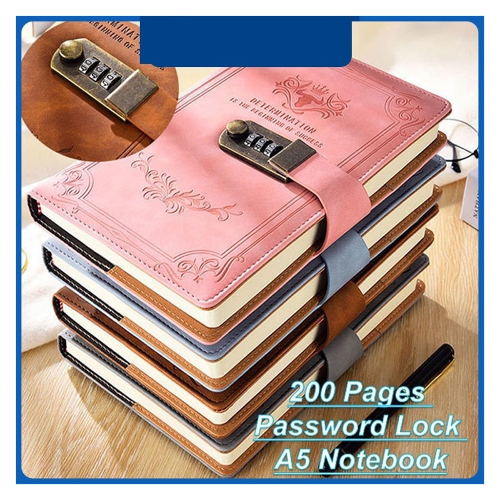 Tagebuch Mit Schloss Tagebuch mit Schloss, langlebiges Büro, Bildungsbedarf, Passwortsperre, Notizblock mit Schloss, verdicktes Notizbuch(Style B)