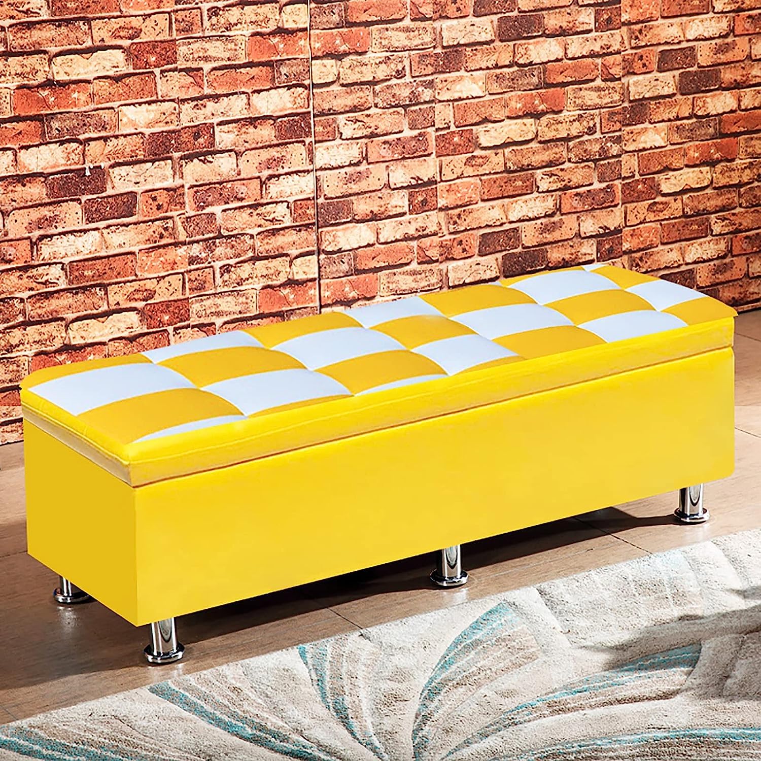 GHFXSCV Modern Faux Leather Storage for Entryway & Living Room, Padded Footrest & Toy nizer, Stylish Bedroom - 24x16x16 Inches