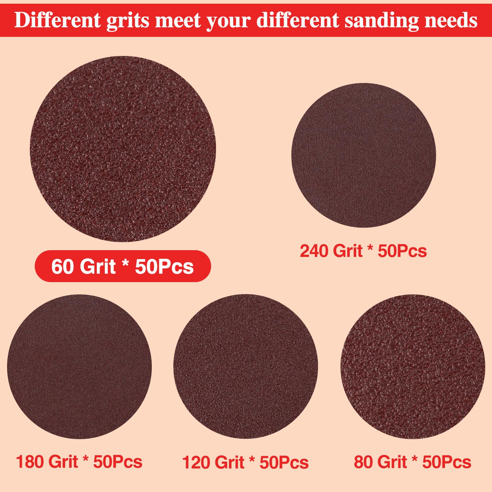 LEONTOOL Schleifscheiben Set 50 Stück - 50mm Körnung 180 Für Bohrer & Schleifer