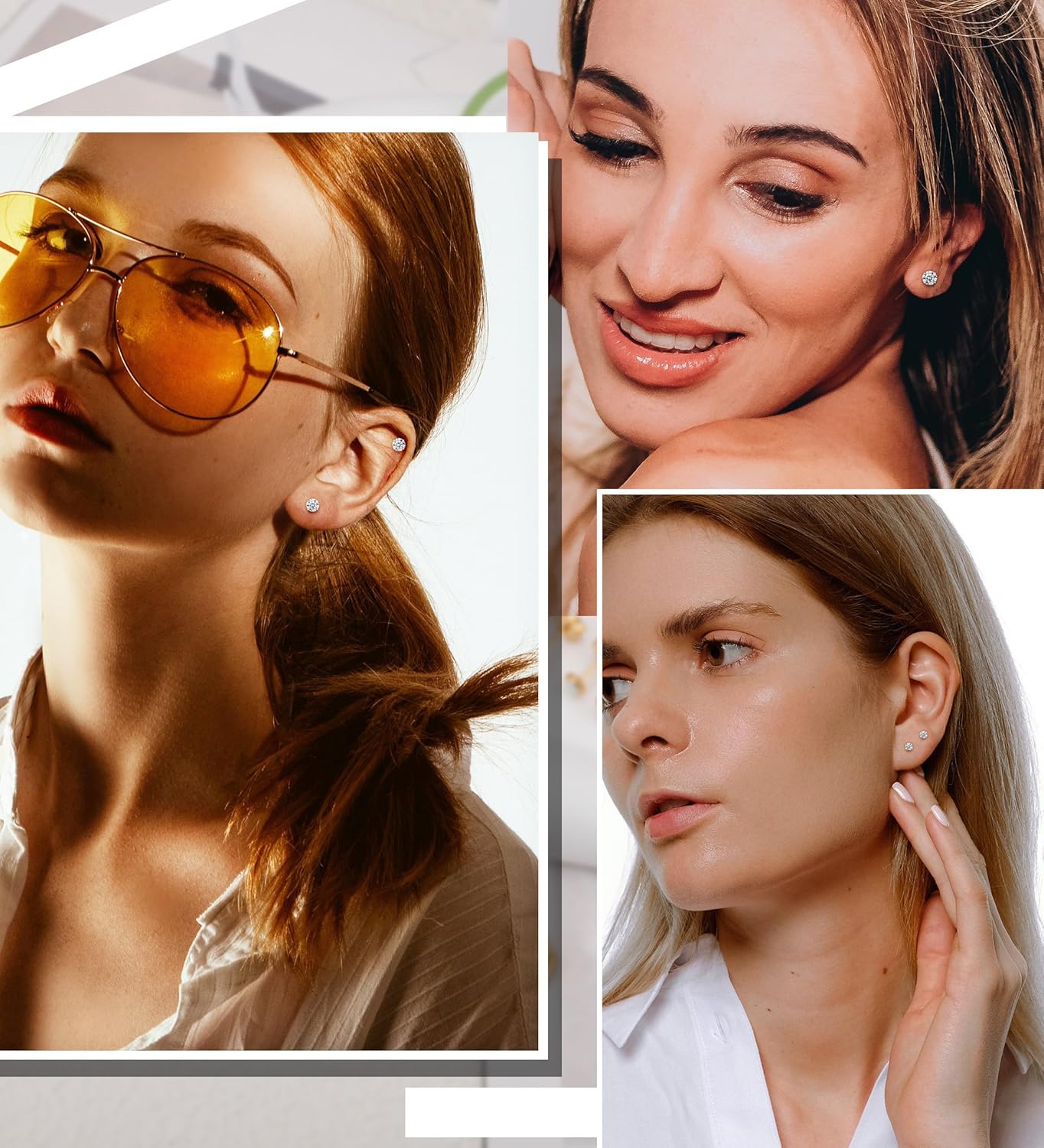 4Pairs Flat Back Cubic Zirconia Earrings Studs for Women 14K Gold CZ Small Flatback Cartilage Earrings Hypoallergenic Screw Back Nap Earrings Handmade Helix Piercing 2-9mm - Image 7