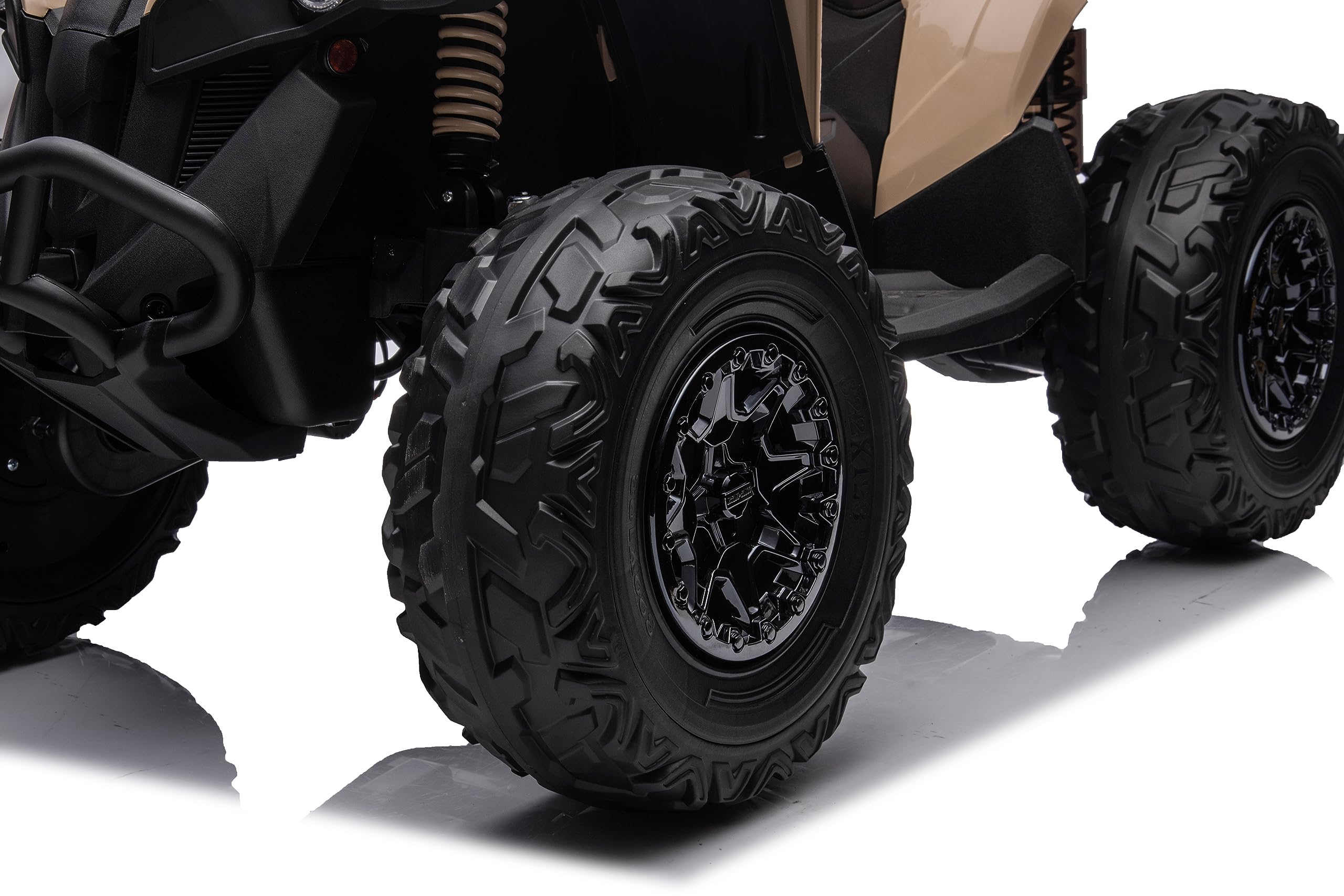 FINOOS Quad Electric Bambini 24V, Can-am Renegade, Auto Elettrica Bambini 4x4, Luci LED, 24V, Motori 4 x 200W Batteria: 24V 7Ah, Ruote morbide in Eva (Kaki)