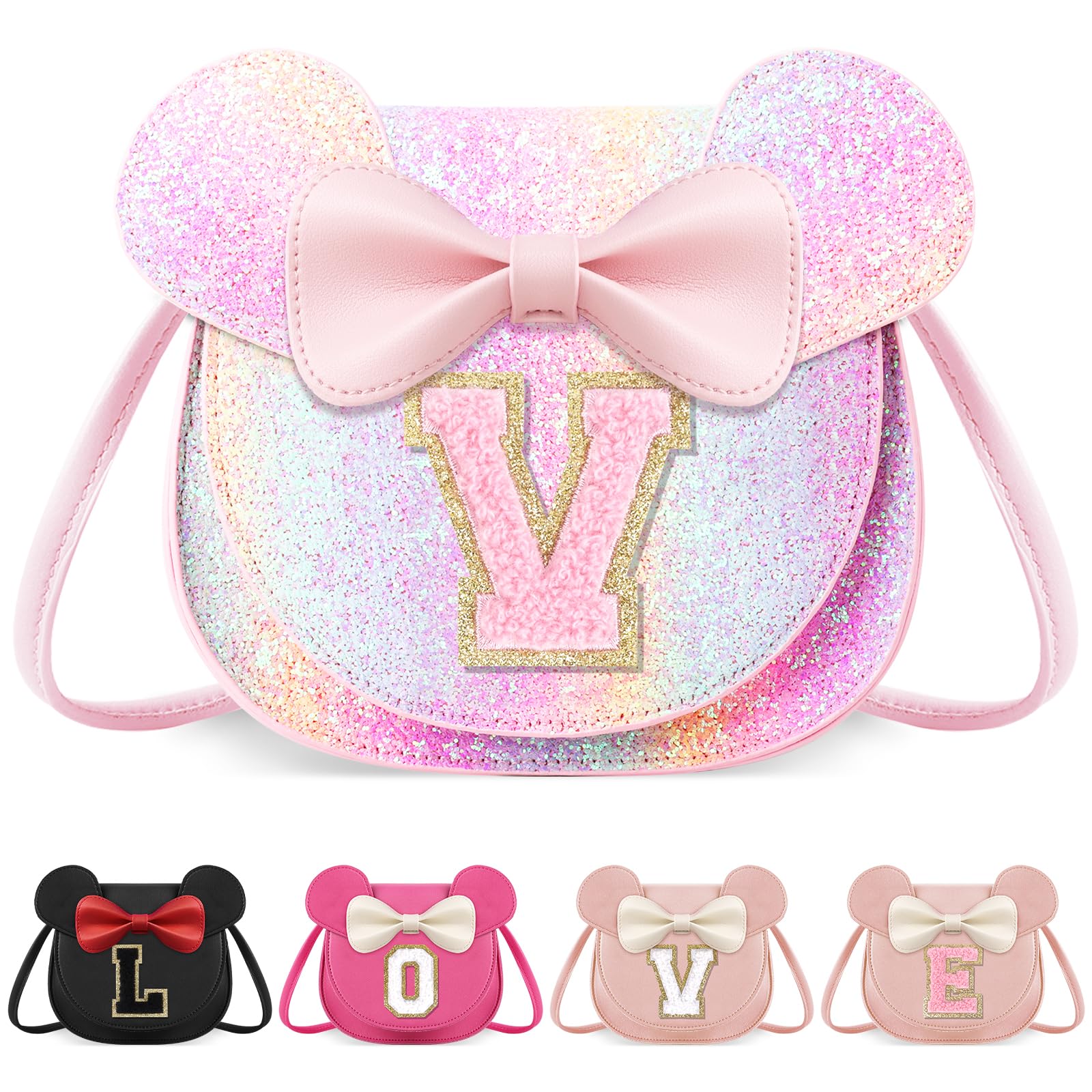 Little Girl Toddler Purse - Cute Mouse Ear Bow Crossbody Bag for 2-8 Year Olds - Birthday Gift