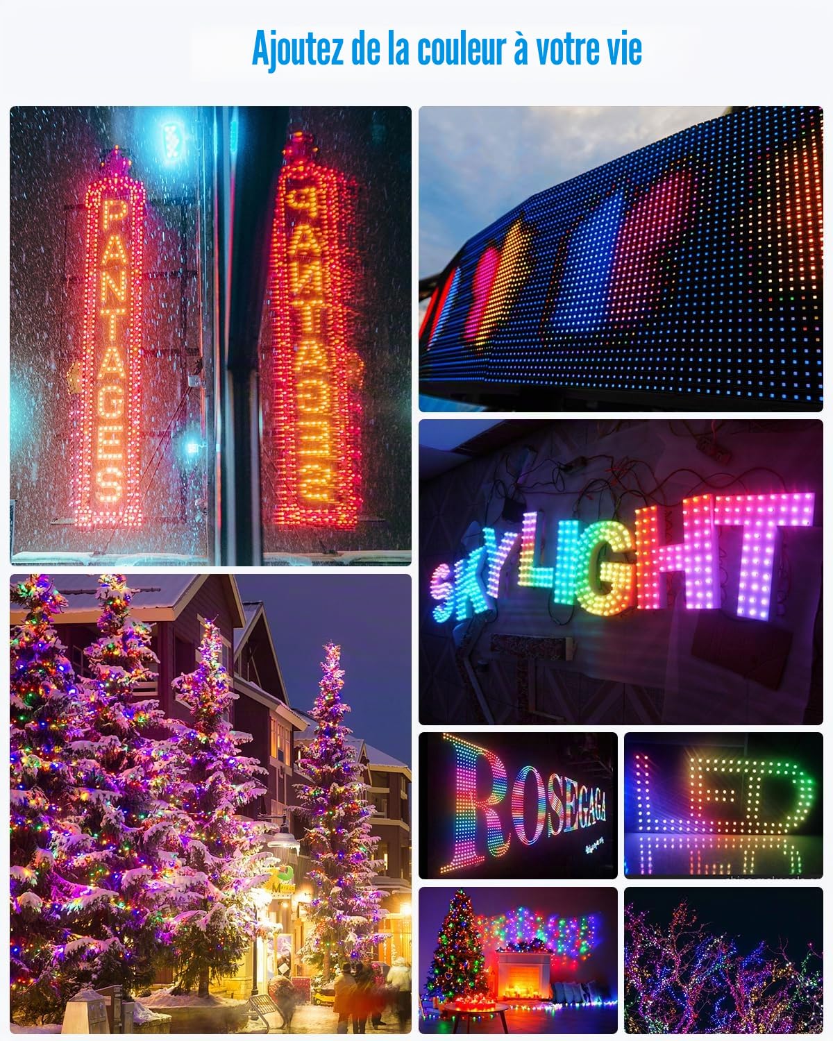 ALITOVE Guirlande lumineuse LED WS2811 - 12 V - 10 m - 100 LED - Avec fiche X-Connect - Adressable individuellement - Pour l'extérieur, fête, mariage, jardin, sapin de Noël