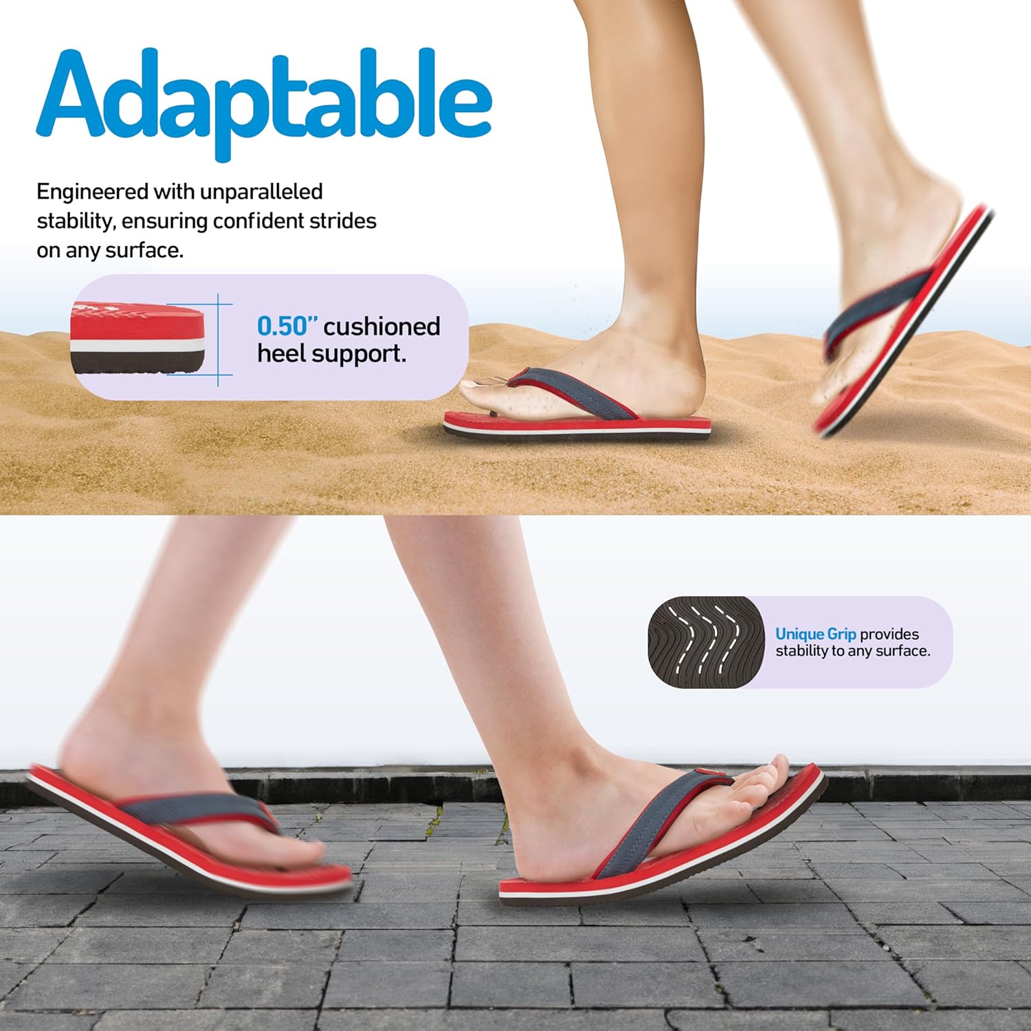 Floopi Flip Flops for Women Durable EVA Floral Textured Sandals Ladies Beach Sandals with Indoor & Outdoor Anti Skid Soles - Image 7