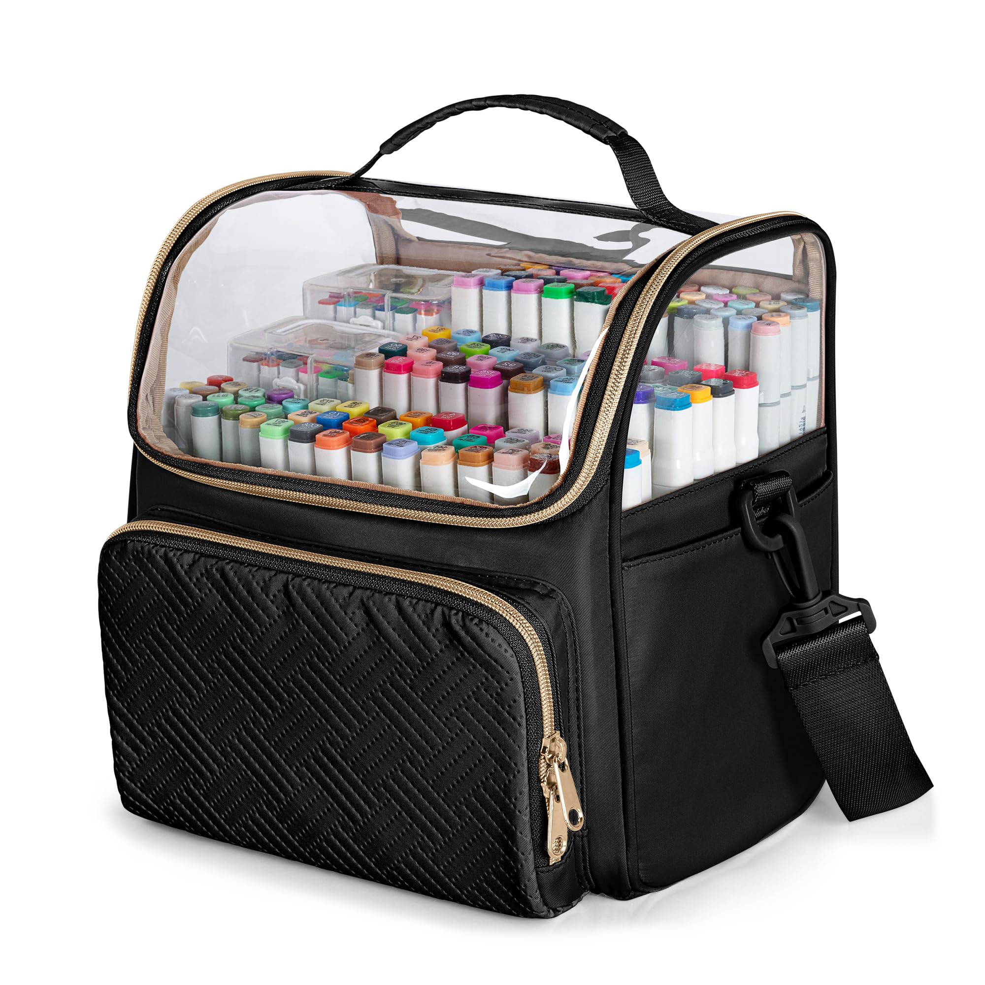 Rexmica Organizador de Rotuladores para 180 Marcadores, Almacenamiento para Rotuladores de Pintura, Bolsa para Marcadores de Pintura Acrílica, Negro (Solo Bolsa)