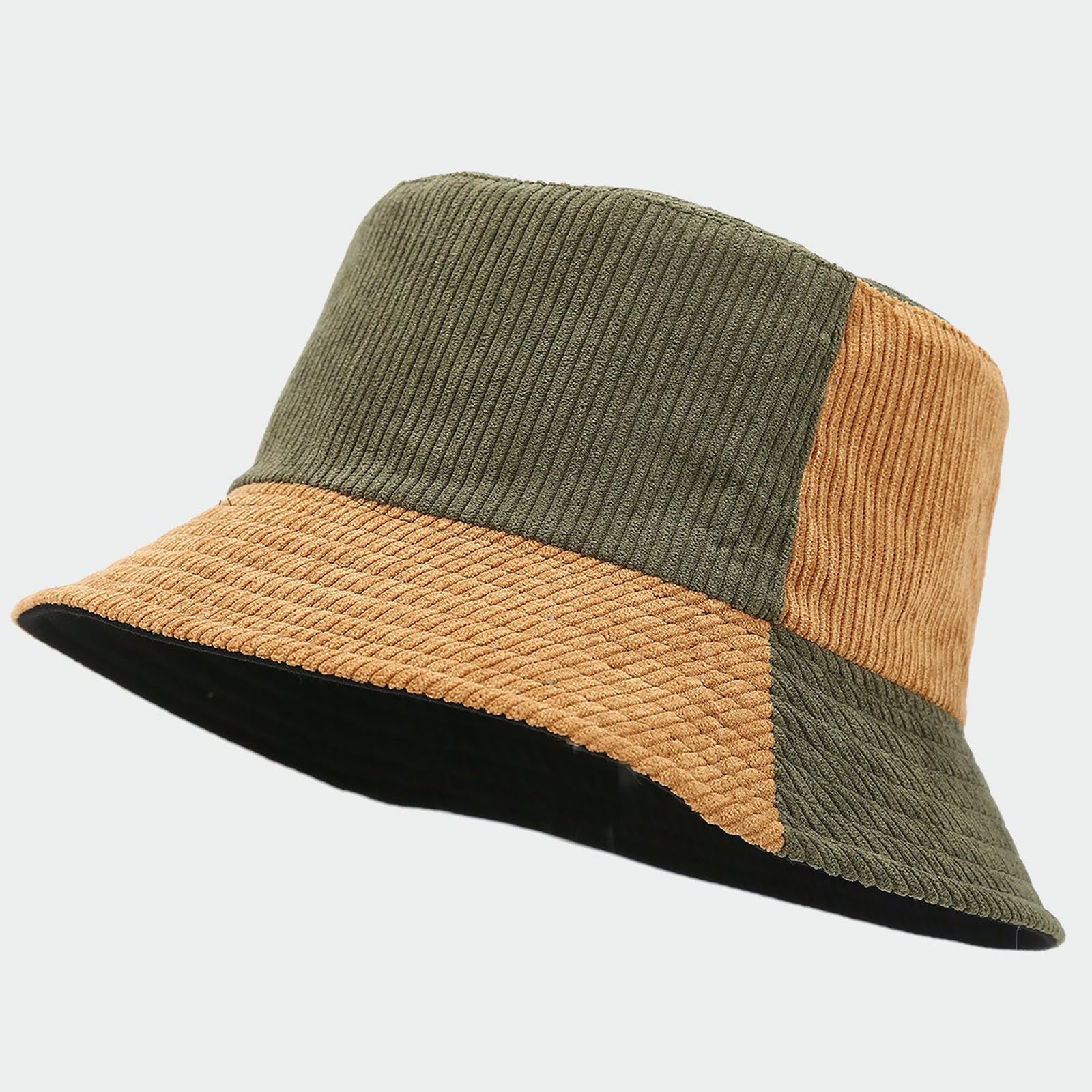 Czapka z daszkiem retro sztruks dwukolorowe łączenie kapelusz rybaka moda odzież robocza para wiadro trend