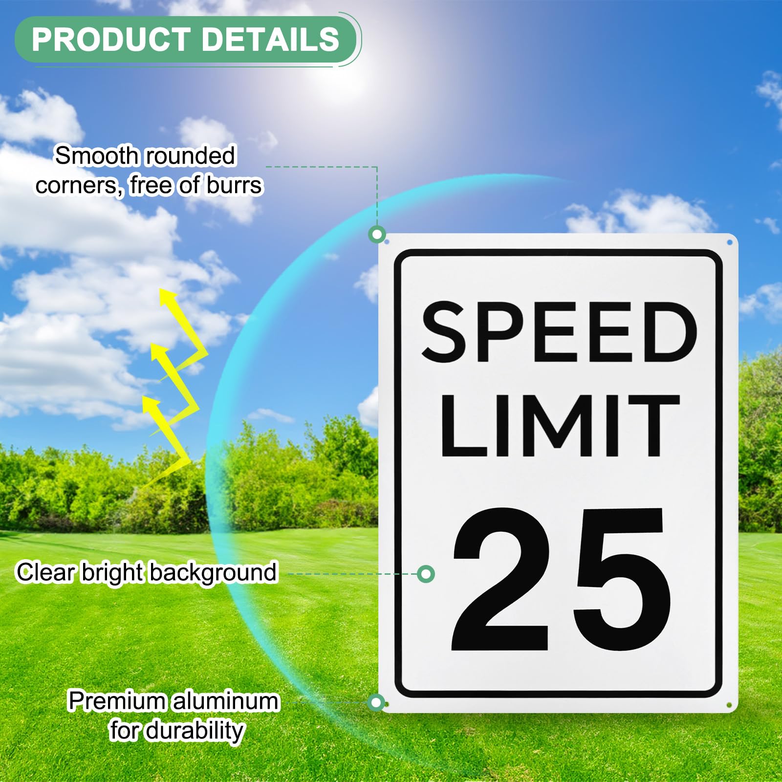 M METERXITY 2-Pack Speed Limit 25 MPH Sign - Image 2