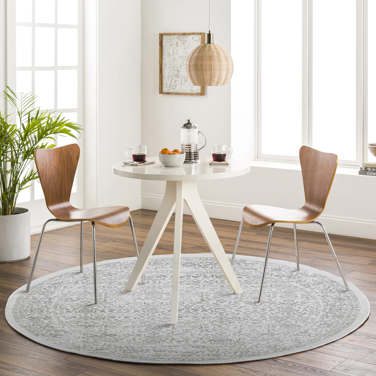 Livabliss Margaux Palermo Vintage Carpet 160 cm – Living Room & Bedroom, Scandi Neutral Traditional Pattern, Easy Care Pile, Ivory & Grey