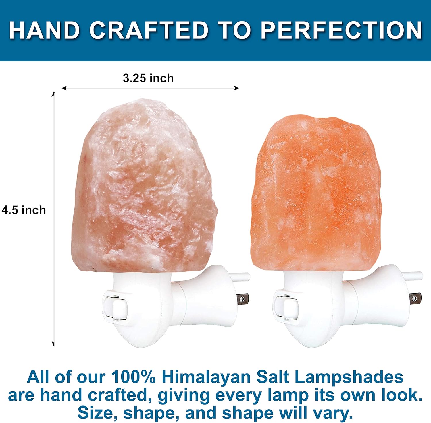 Himalayan Rock Salt Lamp Night Light Natural Hand Carved Pure Authentic Pink Salt Crystals from Pakistan use in Bedroom Family Room Hallway Office by My Perfect Nights