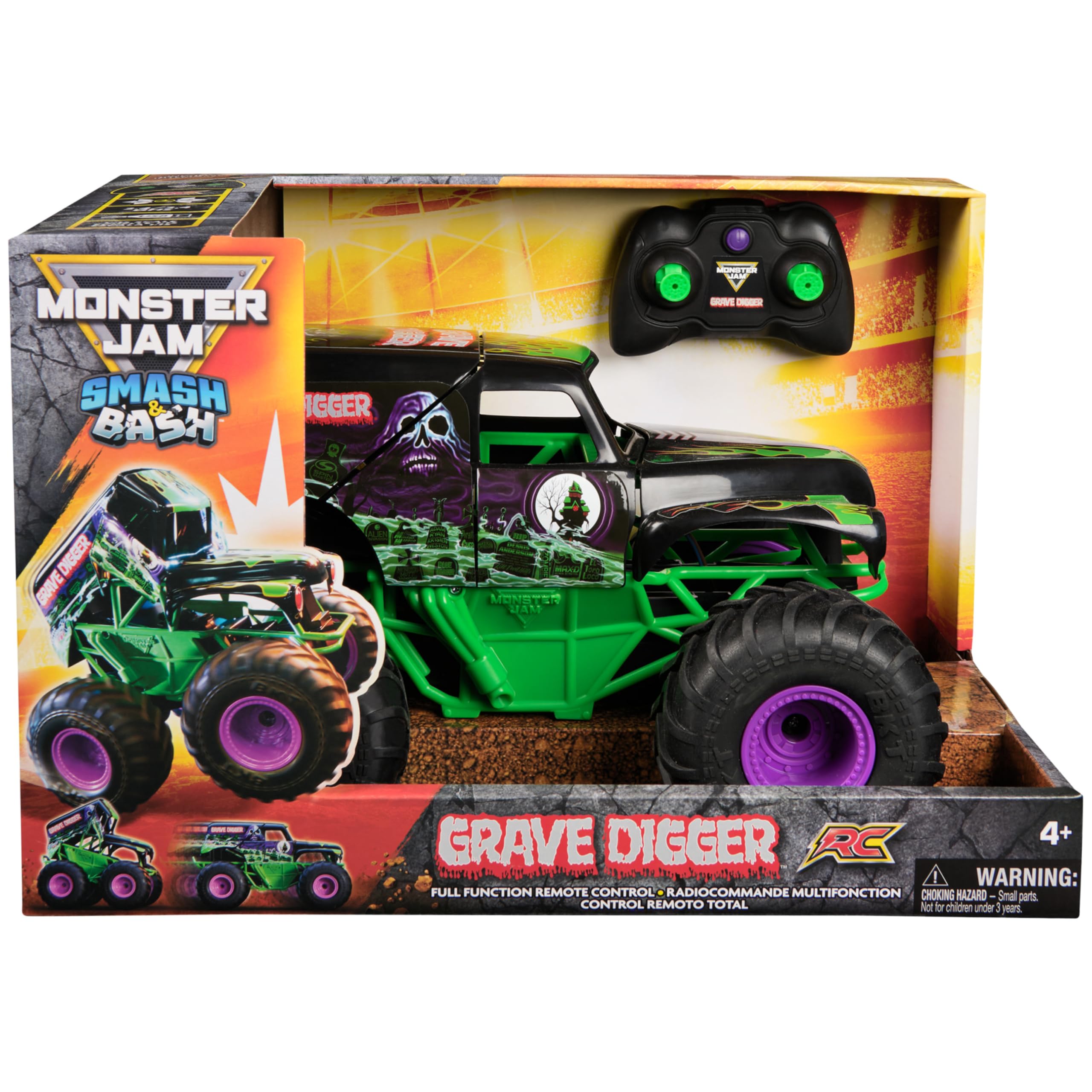 Monster Jam Smash and Bash Grave Digger Remote Control Car 1:15