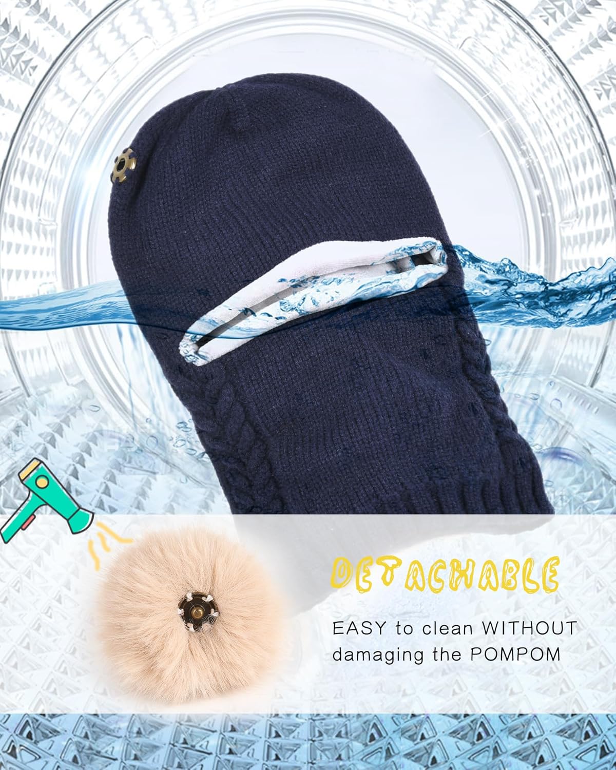 Camptrace Baby Toddler Winter Hat Scarf Set Pom Girls Boys Kids with Fleece Lined Beanie Snow Hat Hood - Image 3