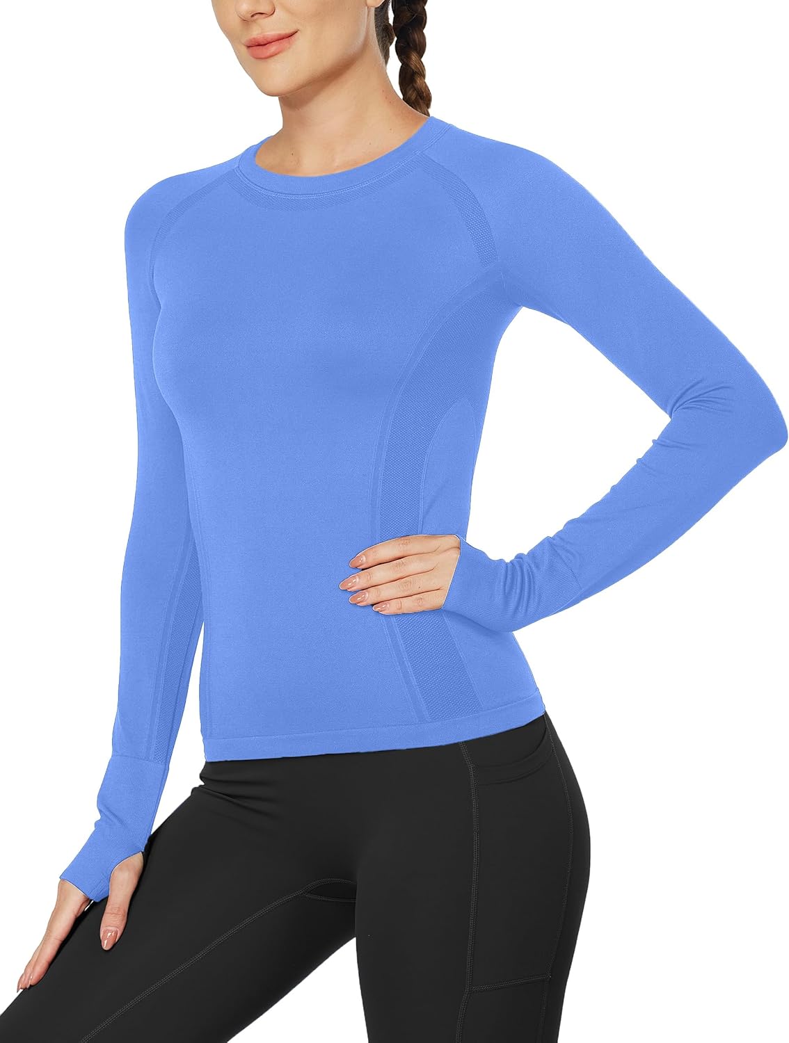 MathCat Workout Shirts for Women Long Sleeve, Workout Tops for Women, Quick Dry Gym Athletic Tops,Seamless Yoga Shirts - Image 2