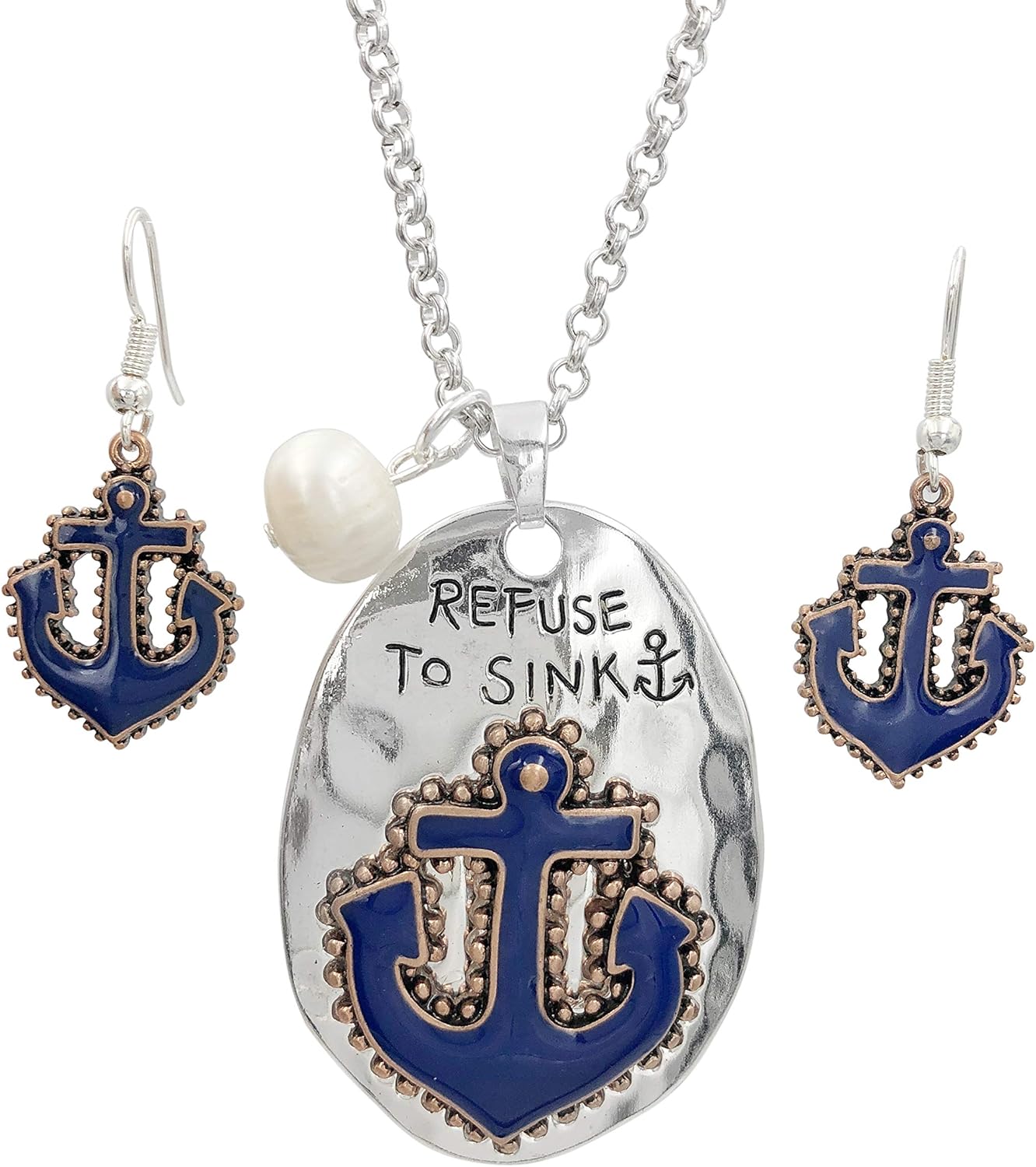 Gypsy Jewels Nautical Sealife Beach Theme Mixed Metals Long Multi Color Unique Charm Pendant Necklace & Earrings Set