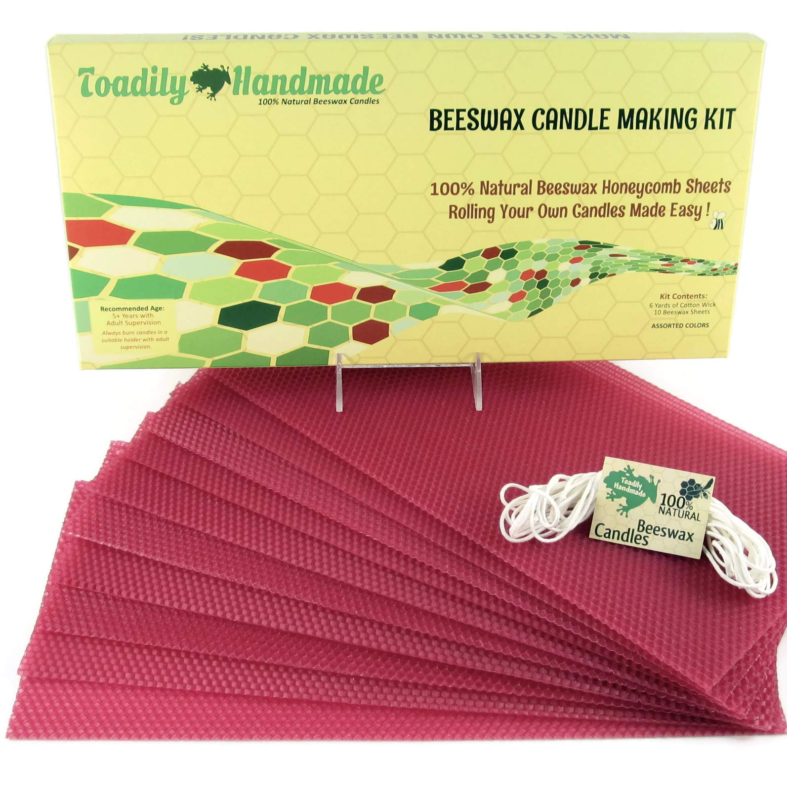 Toadily Handmade Beeswax Candle Kit Cranberry