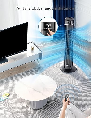 Miniatura 5 de JRD Ventilador de torre, ventiladores oscilantes de 90° con control remoto, ventilador de enfriamiento silencioso de 40 pulgadas con 3 velocidades,