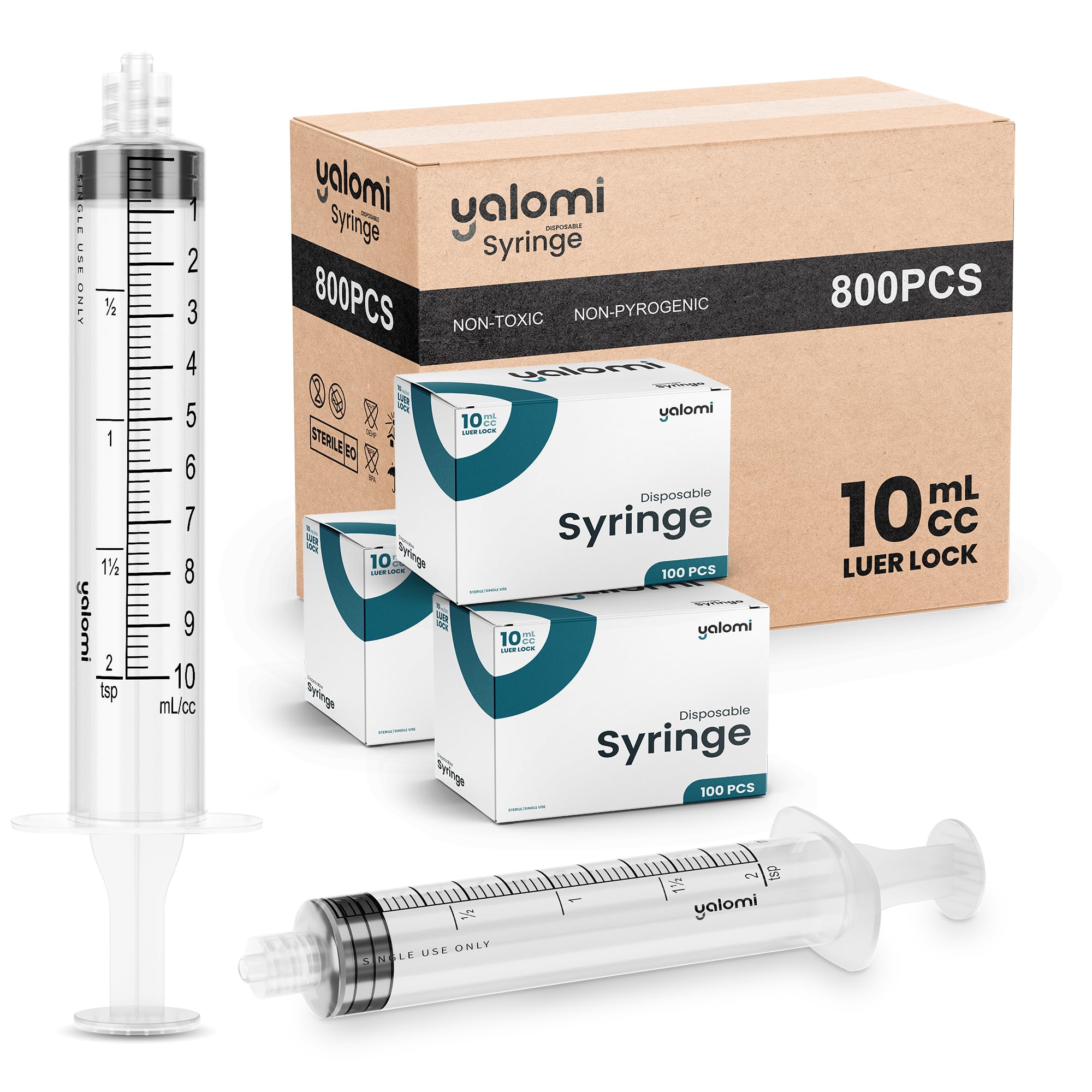 10mL Luer Lock Syringe (No Needle) | 100 Pack | Yalomi — Amazon image 2