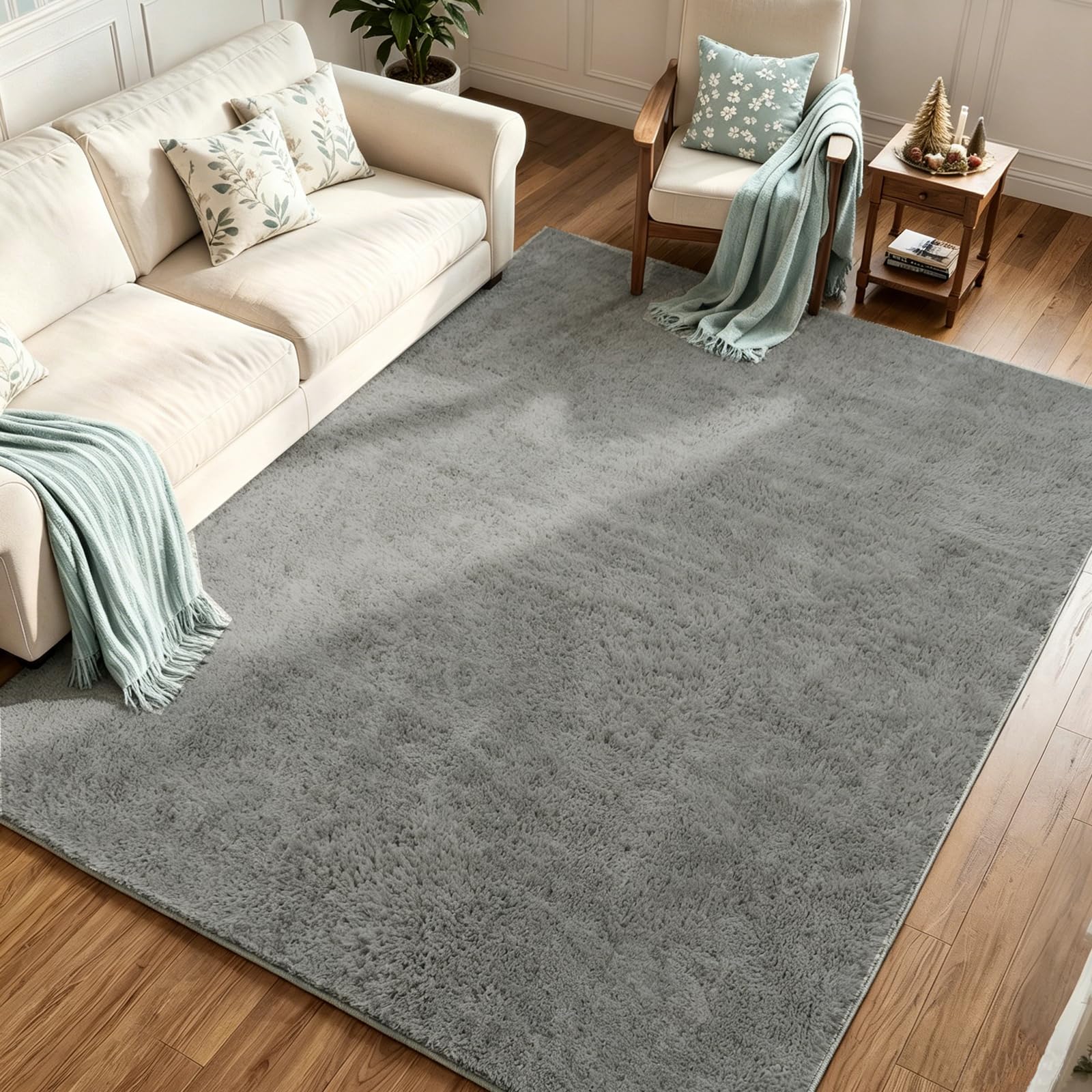 Tapis moelleux lavable et antidérapant pour simplifier l'entretien du salon