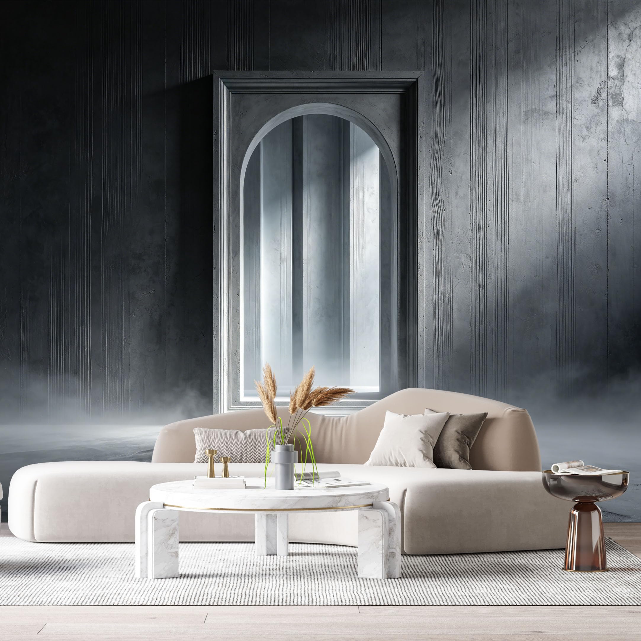 Custom Size Wall Murals Industrial Gothic Monochrome Abstract Fog 3D Trompe L'Oeil SelfAdhesiveWall Fabric Removable Wallpaper Wall Decor for Living Room Bedroom Bathroom