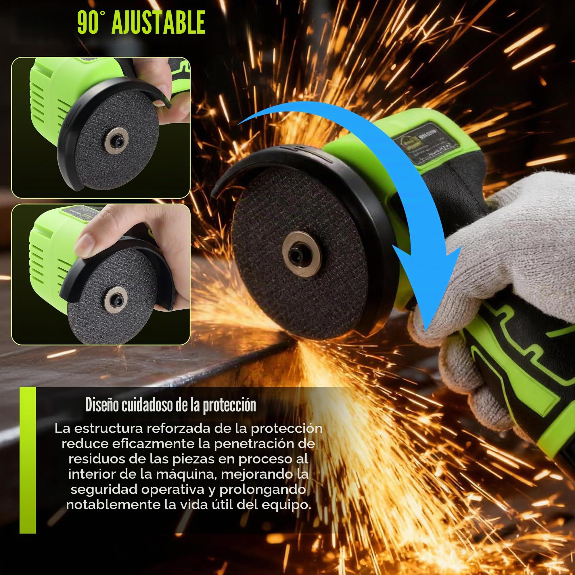 DEWINNER Amoladora Angular Inalámbrica 19.500 RPM - Radial de 76 mm, 2 baterías 2000 mAh, 6 discos de corte y caja de transporte - para amolado, pulido, corte