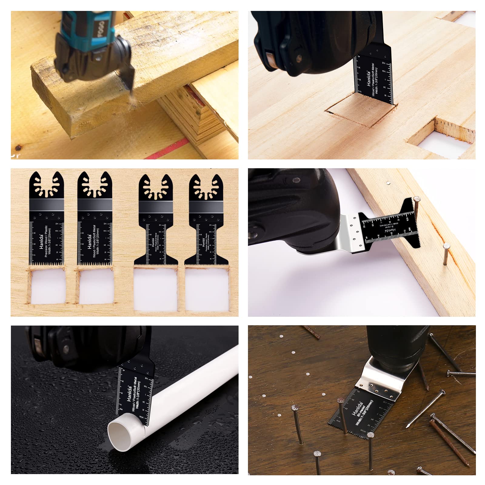 122 lame oscillanti in metallo per seghe multiutensili, per legno e plastica, lame oscillanti a sgancio rapido, adatte per Fein Multimaster Porter Cable Black & Bosch, Decker, Dremel, Ryobi
