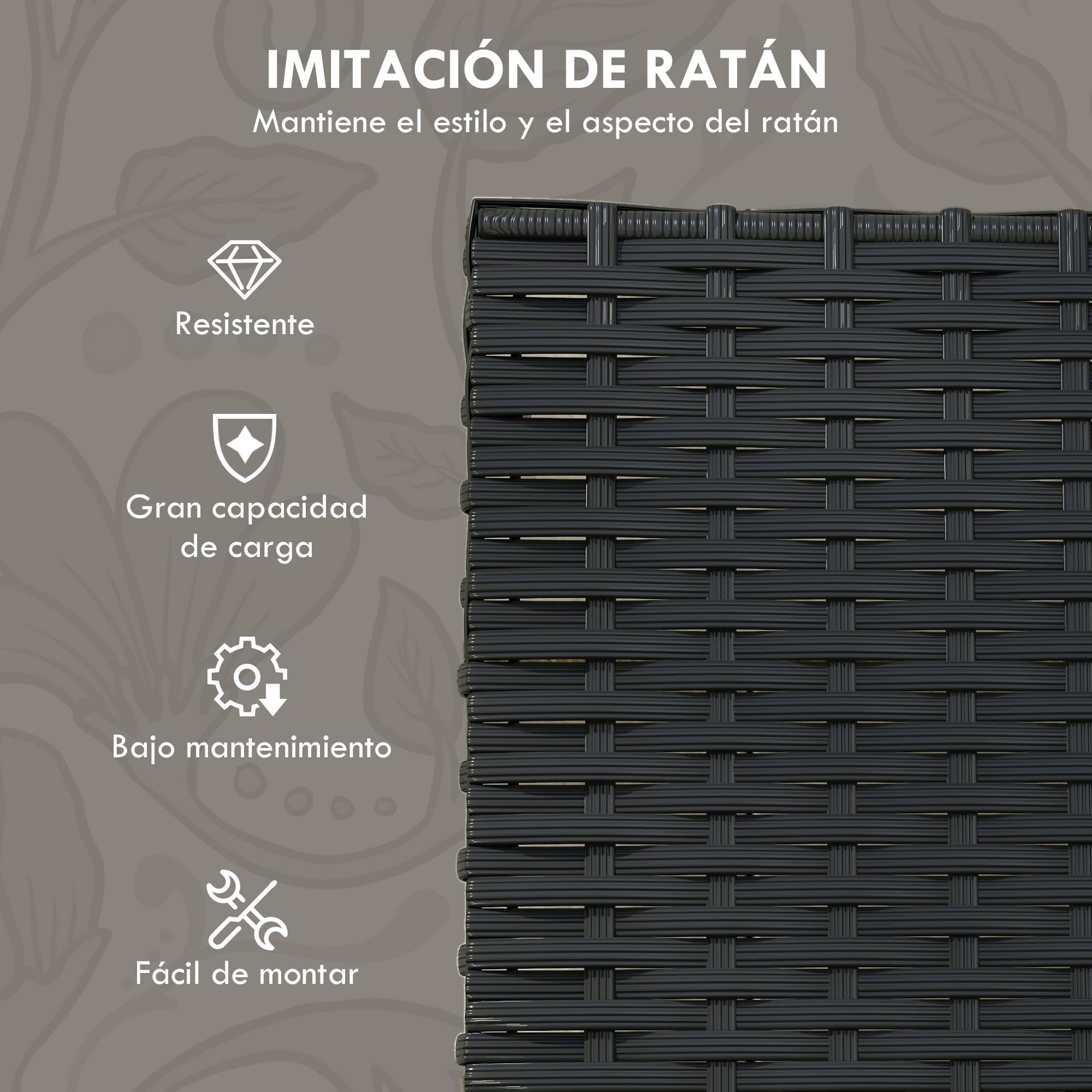 Outsunny Conjunto de Muebles de Jardín de Ratán Sintético 5 Piezas Negro | Conjunto Jardín Exterior, 2 Sillones, 1 Sofá de 2 Plazas, 2 Mesas de Centro, para Patio Terraza