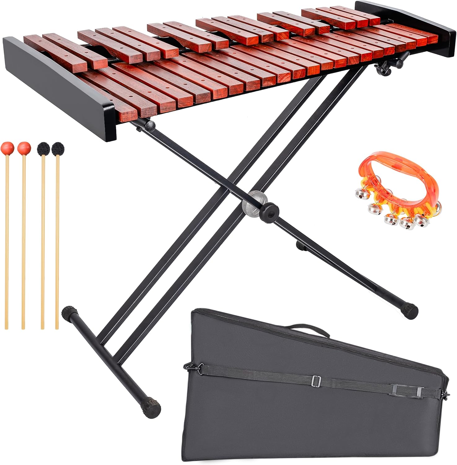 37-note wooden Glockenspiel with stand and bag