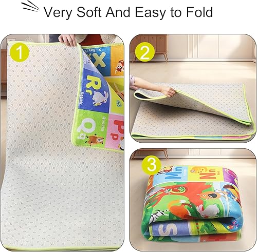 Miniatura 5 de Alfombra de juego para bebé para piso, tapete de juego antideslizante para niños pequeños y bebés, alfombra educativa ABC acolchada extra gruesa