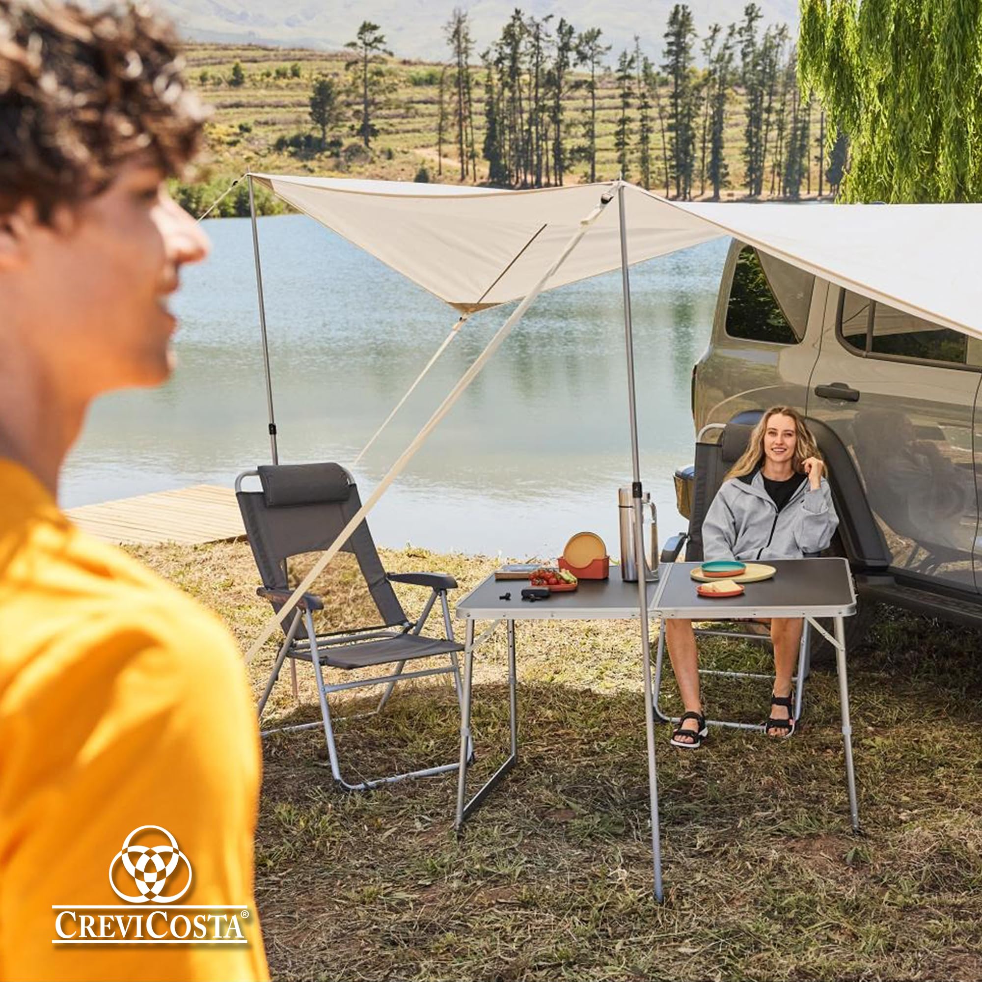 CREVICOSTA QUALITY MARK MARCAS DE CALIDAD - Mesa de Camping Plegable Rectangular 120x80 cm con Asa de Transporte