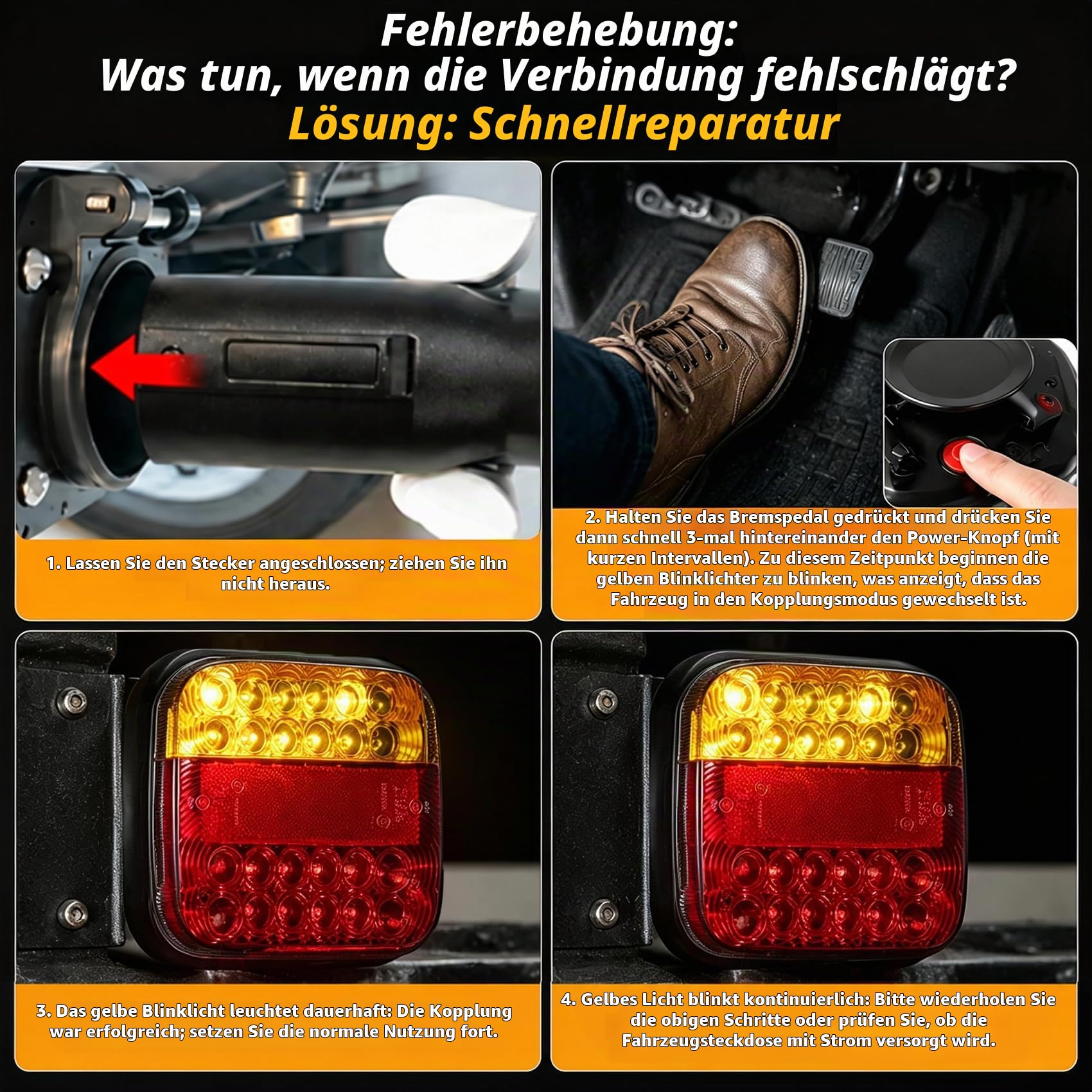 LED Anhänger Rückleuchten Kabellos 12V Magnetisch 7-polig