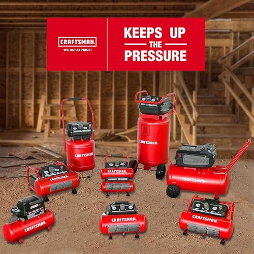 Miniatura 11 de CRAFTSMAN Compresor de aire portátil Herramienta de aire Twin Tank 2 galones, 1/3 HP sin aceite Max 125 PSI Presión, Modelo: CMXECXA0220242, Rojo