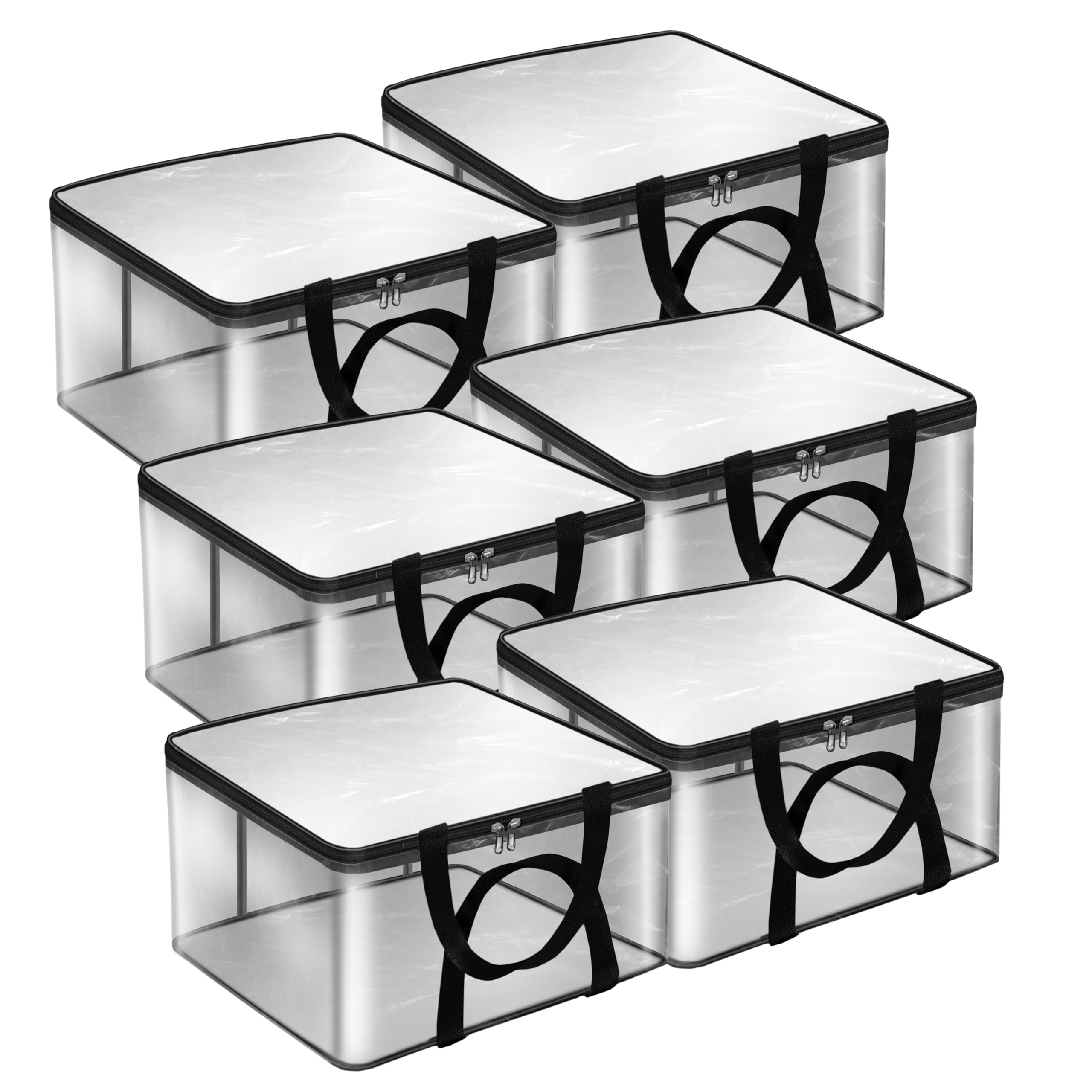 Storite 6 Pack Nylon 30 L PVC Transparent Clothes Storage Bag for Saree Covers,Clothes, Lehenga, Blankets, Bedsheets, Toys, Docs|Wardrobe Organizer|Clear Storage Box Bag - (41 x 31 x 23 cm)