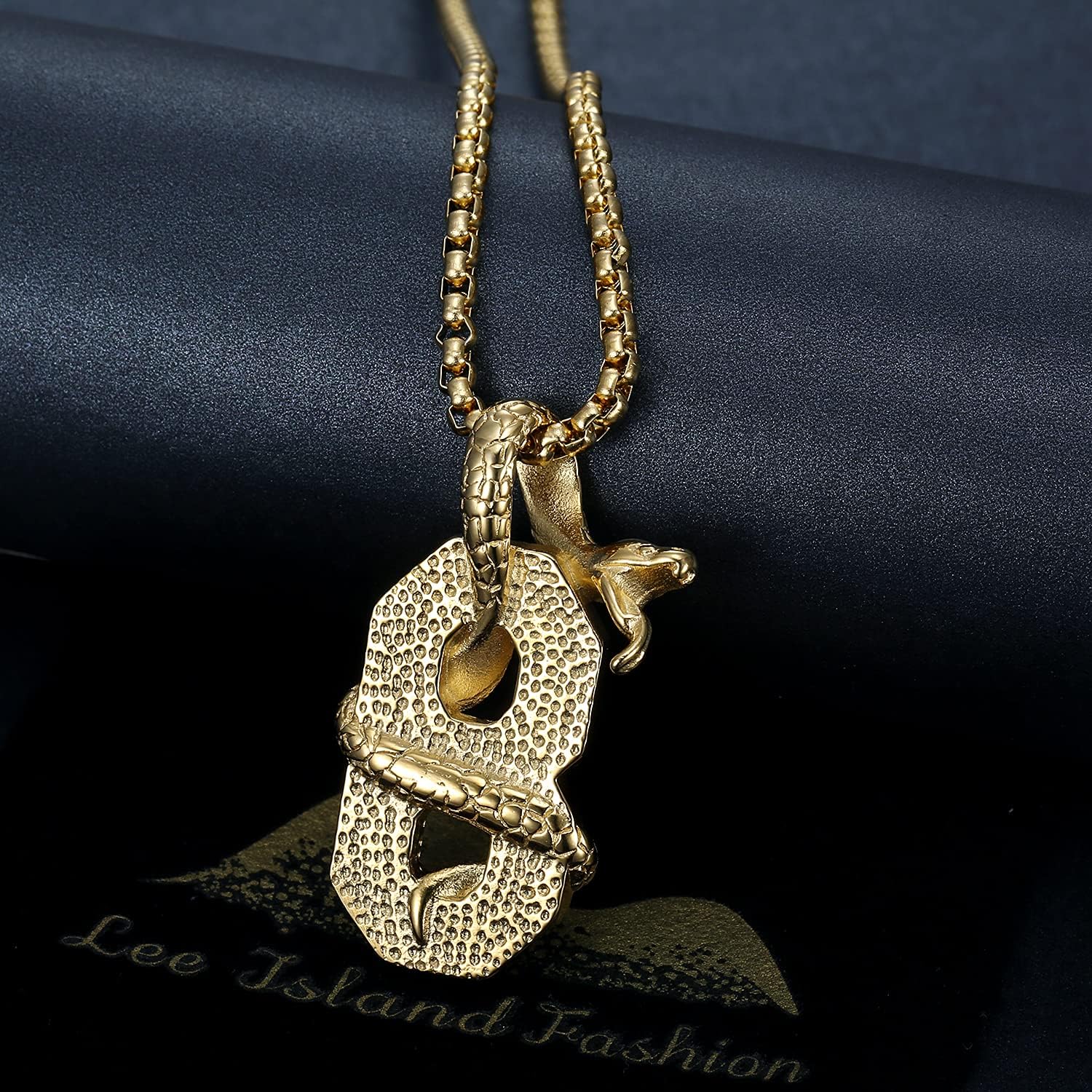 18K Gold Plated Number 8,24 Pendant Basketball Star Memorial Souvenir Punk Rock Stainless Steel Necklace for Men Women, 2pcs 24'' 20'' Layered Chains Gothic Cobra Kai Amulet Snake Jewelry Gift - Image 4