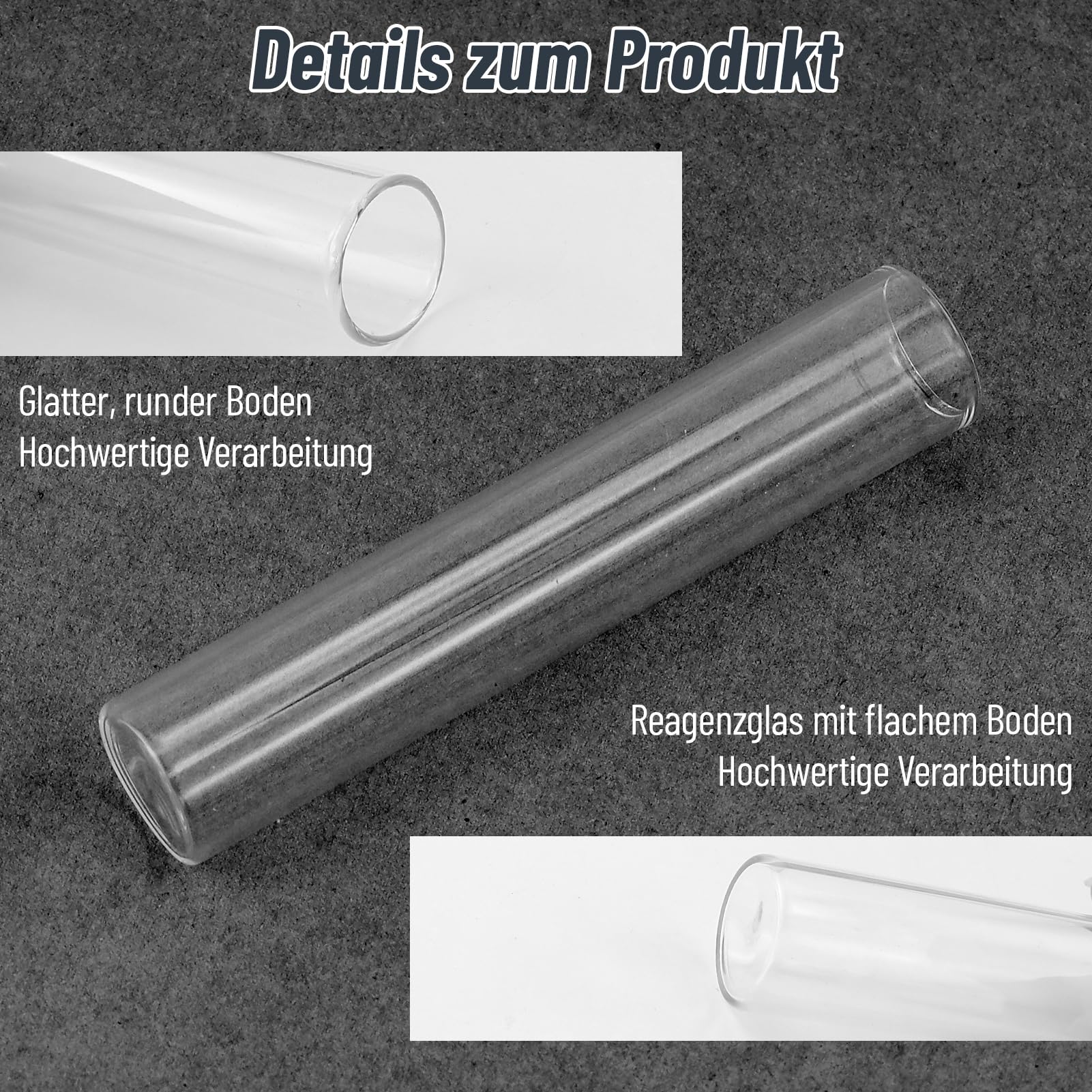 10 provette in vetro borosilicato con fondo piatto, 20 x 100 mm, con spazzola per la pulizia, maggiore stabilità della temperatura, inerzia chimica e precisione di osservazione