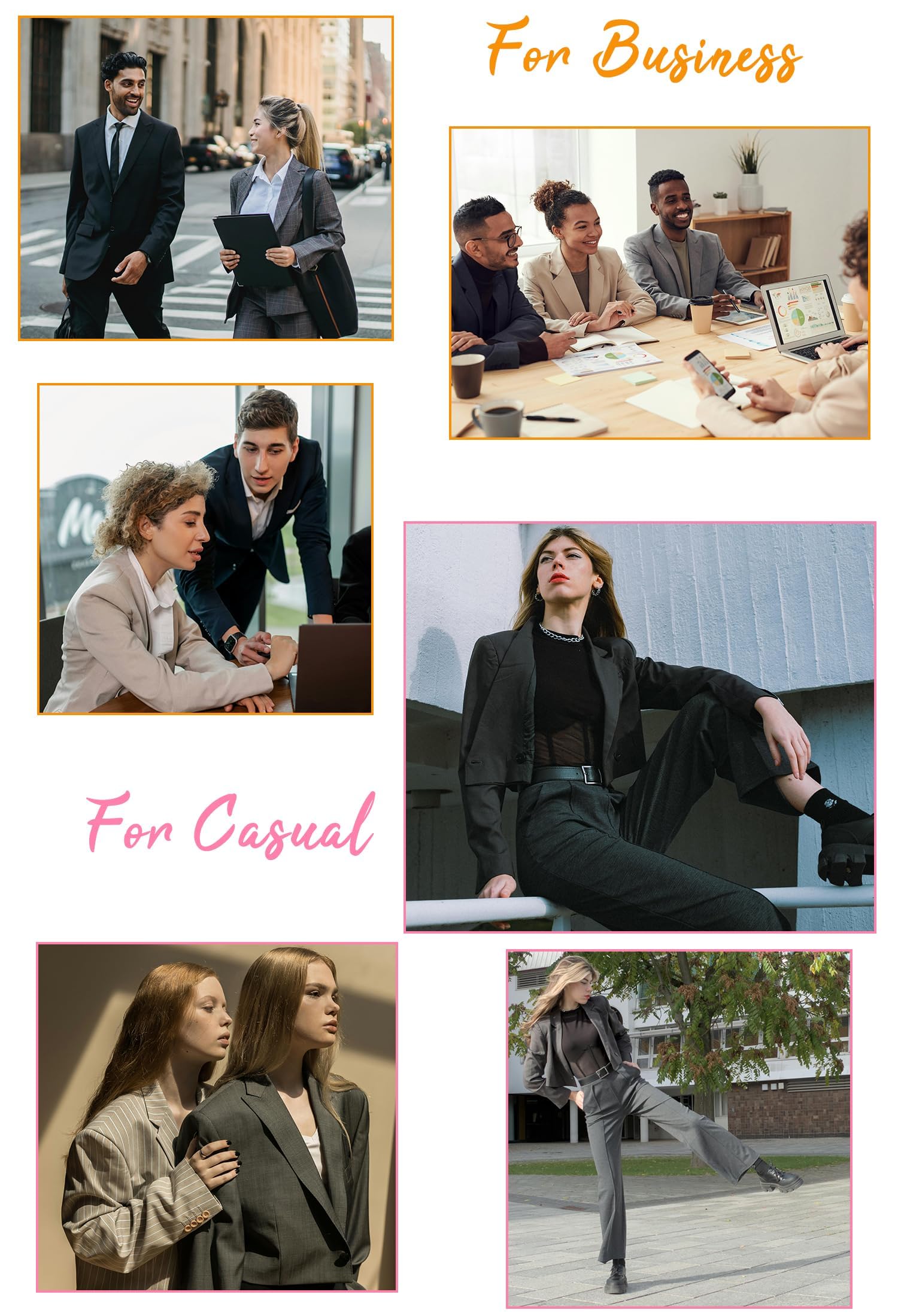 Tuta per pantaloni da donna, set da lavoro, slim fit, elegante, blazer con gamba larga