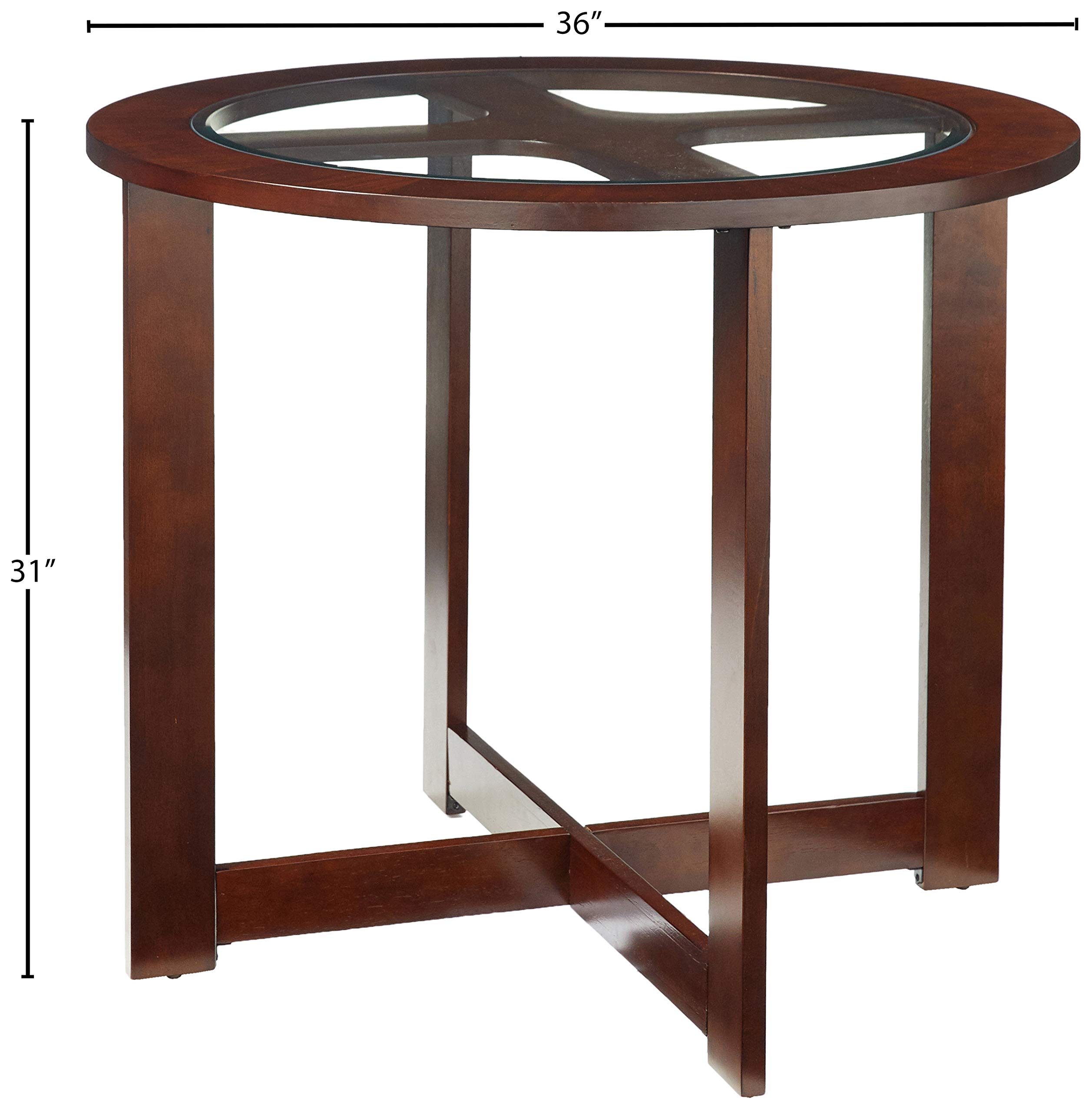 Roundhill Furniture Cylina Solid Wood Glass Top Round Dining Table with 4 Chairs Buy Online in