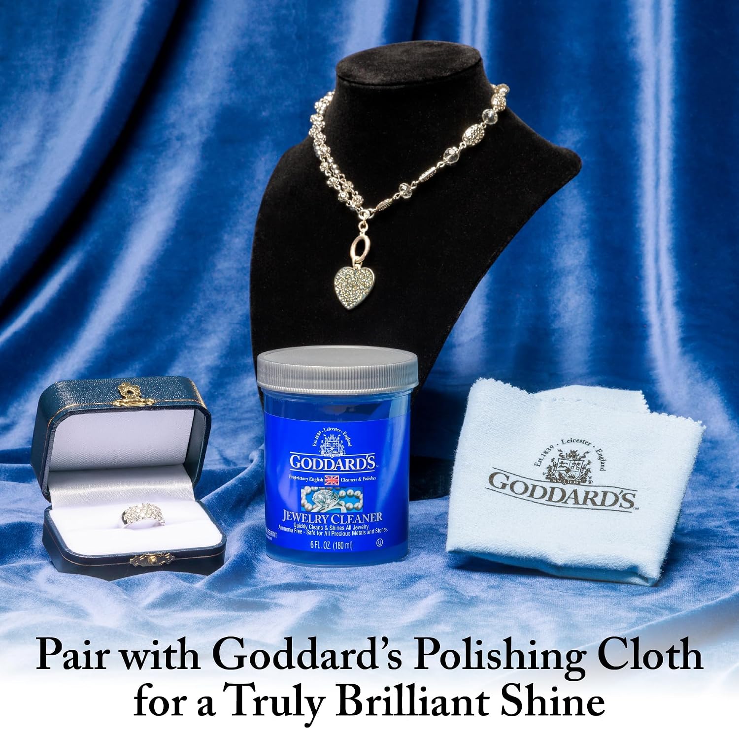 Goddard's Jewelry Cleaner Solution, Safe for All Metals/Gemstones, 6oz, 2pk