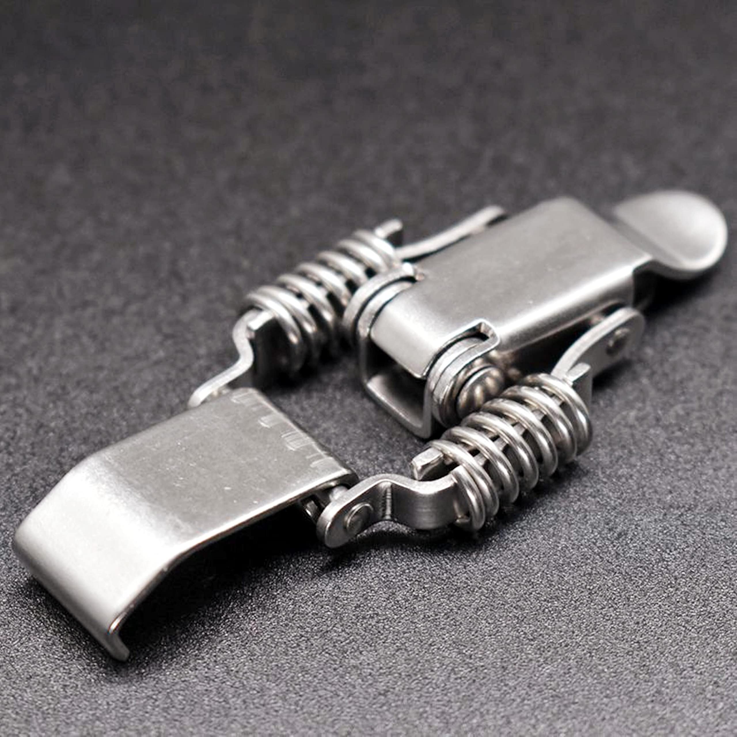 Chiusura a Tensione in Acciaio Inossidabile, Chiusura a levetta con Chiusura a Molla in Acciaio Inossidabile 304, 2 Pezzi, Dimensioni Multiple, Argento, for Porta dell'Armadio(B)