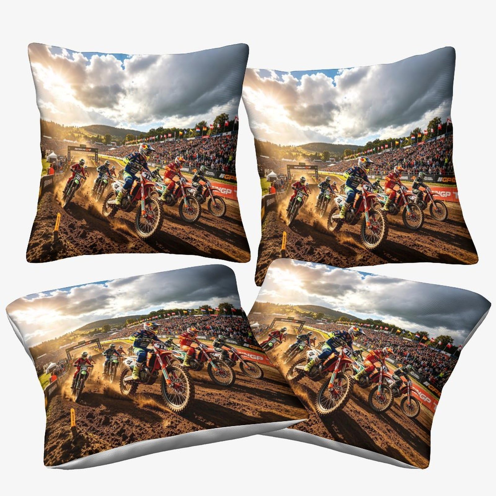 Dafufbw Dirt Bike Cushion Cover 3D Pattern, 40X40cm, 4Pcs Pillow Cover Pit Stop Ornament Decor For Home Livingroom Couch Bed Sofa Decorate Throw Pillow Case Elephant Gift