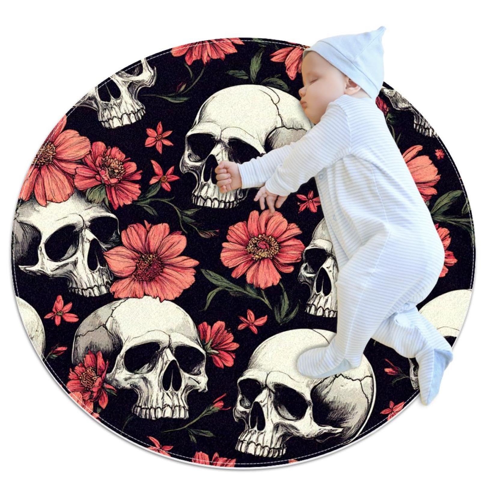 Tapis de salle de bain crânes morts et fleurs pour réveiller la déco de votre chambre