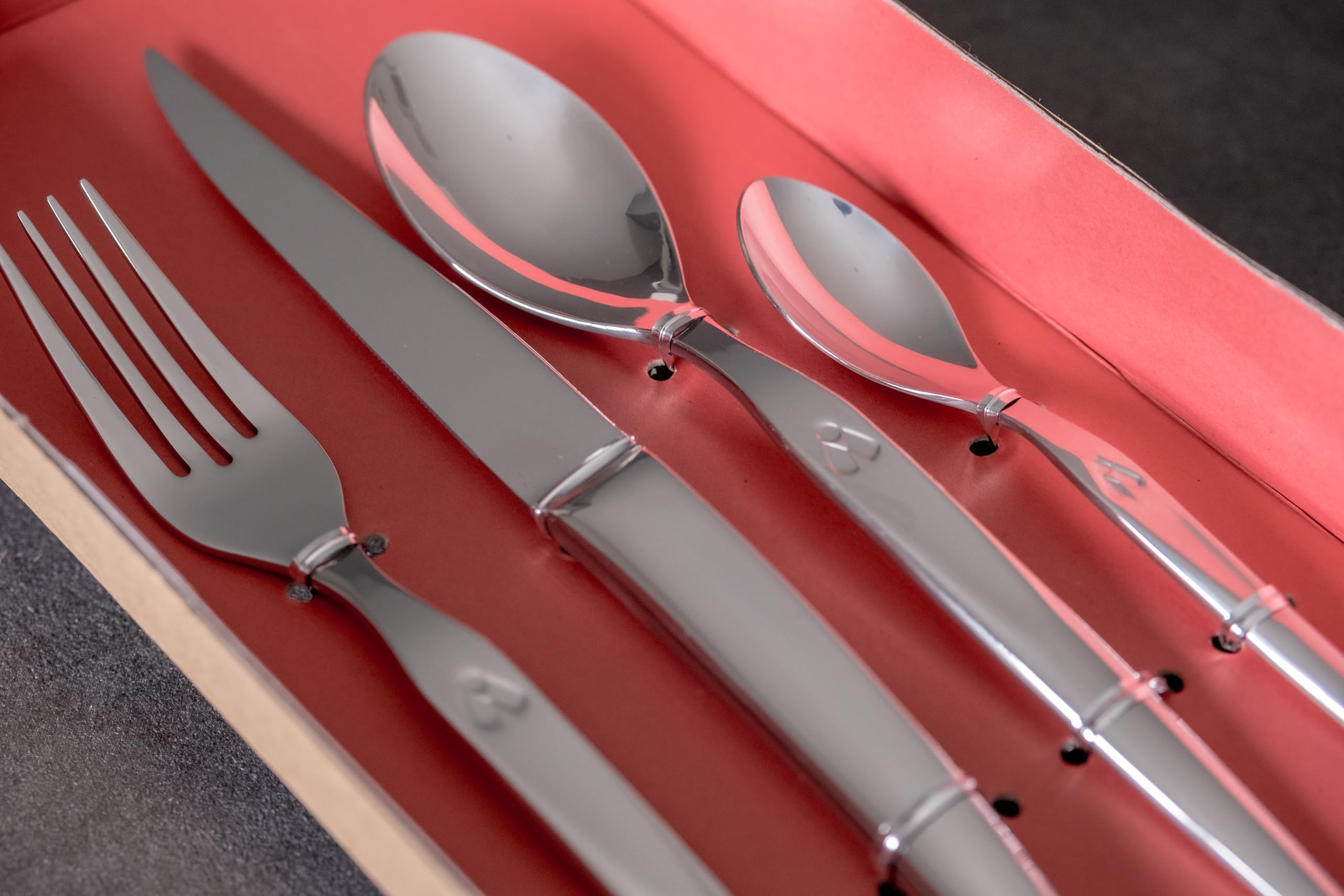 Laguiole Production - Ménagère 16 pièces Design - Set de couverts de table acier inox forgés massif 18/0 poli miroir - Pour 4 personnes - Présentation coffret cadeau, Argenté