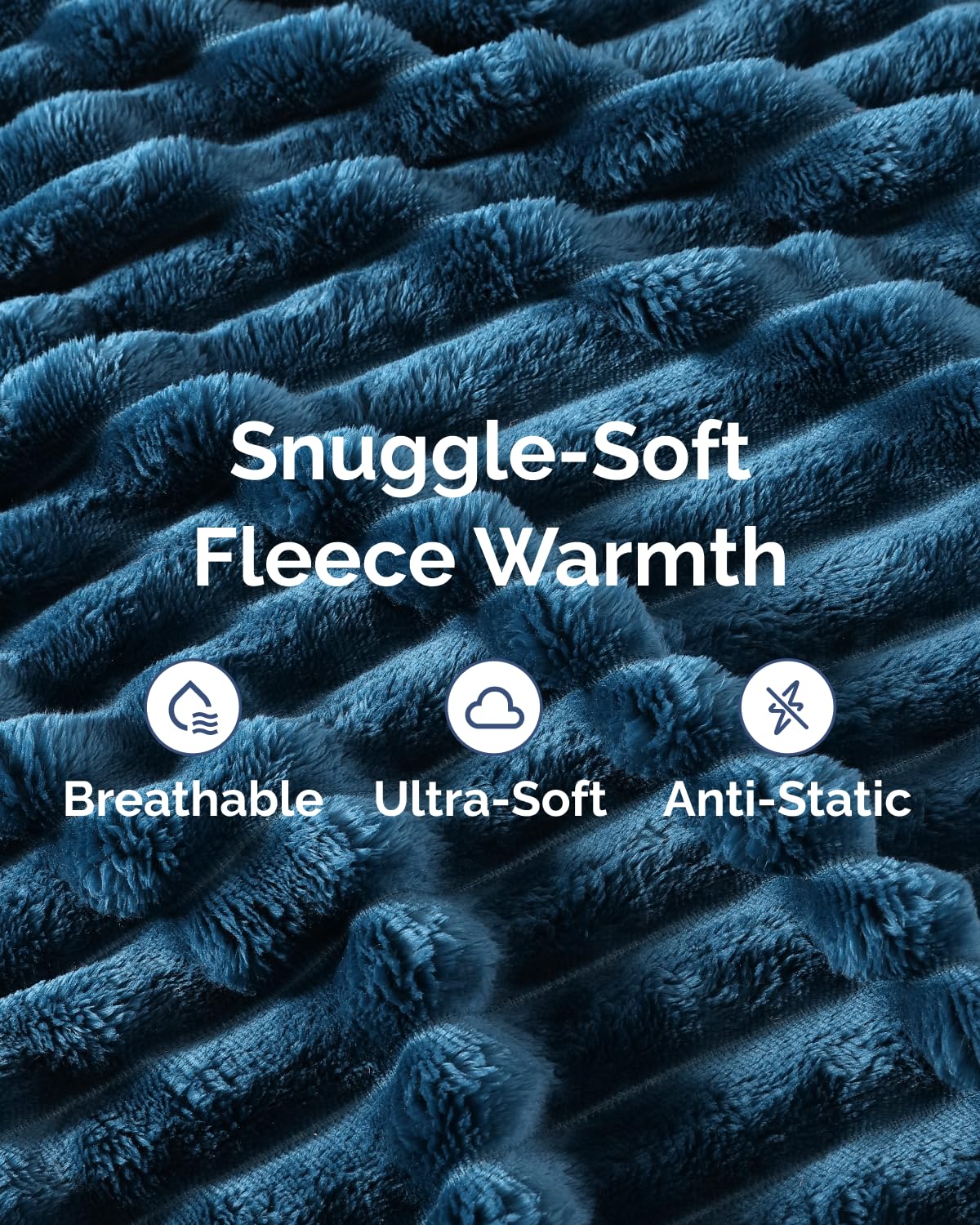Super Soft Fleece Blanket Throw Size - Fleece Throw Blanket for Bed, Couch & Chair - Cozy, Warm & Breathable - All Season Fuzzy, Cute Decor, Microplush Bedding for Women, Men and Teens - 50x60, Navy — view 4